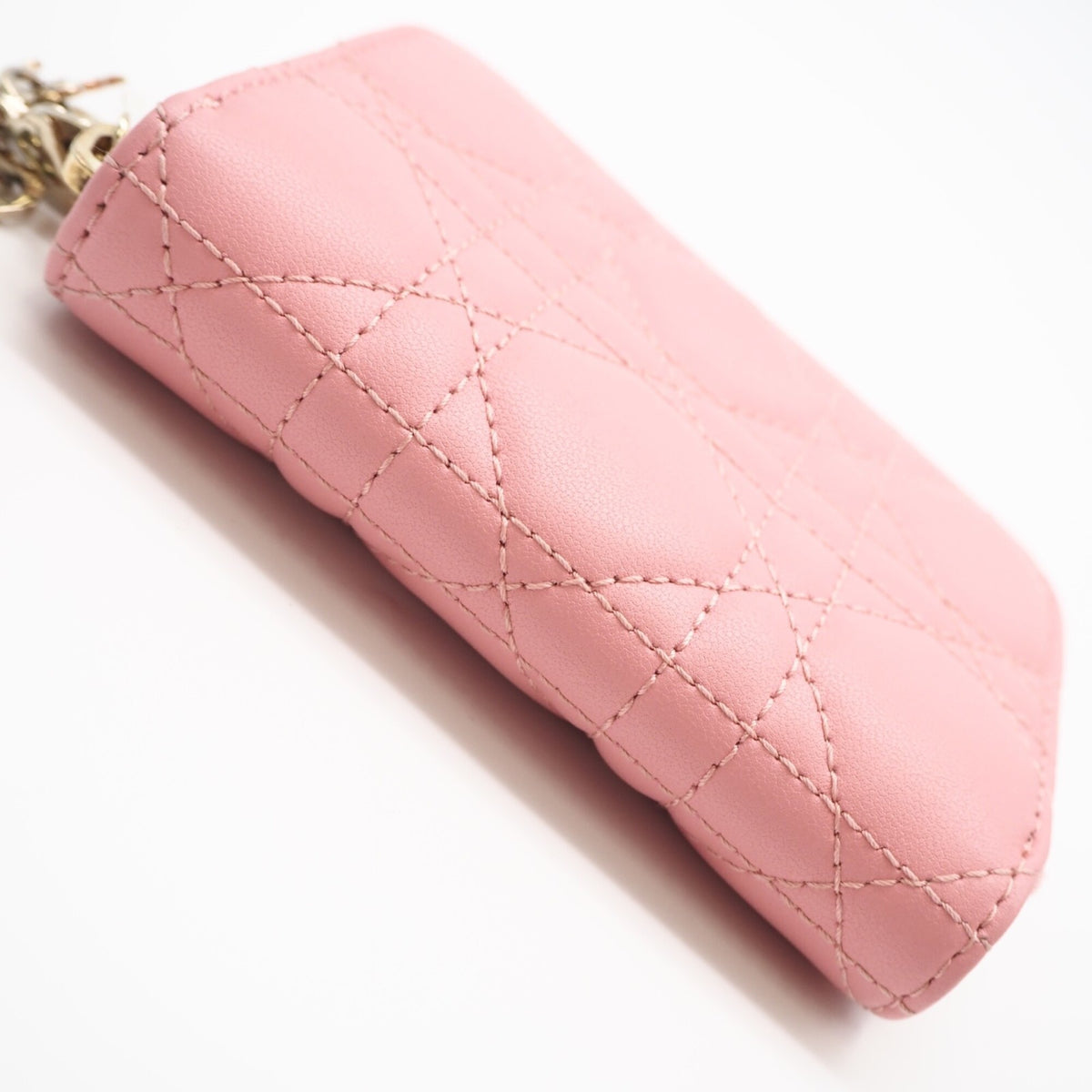 Christian Dior Cannage/Lady Dior Pink Leather Coin Purse/Coin Case (Pre-Owned)