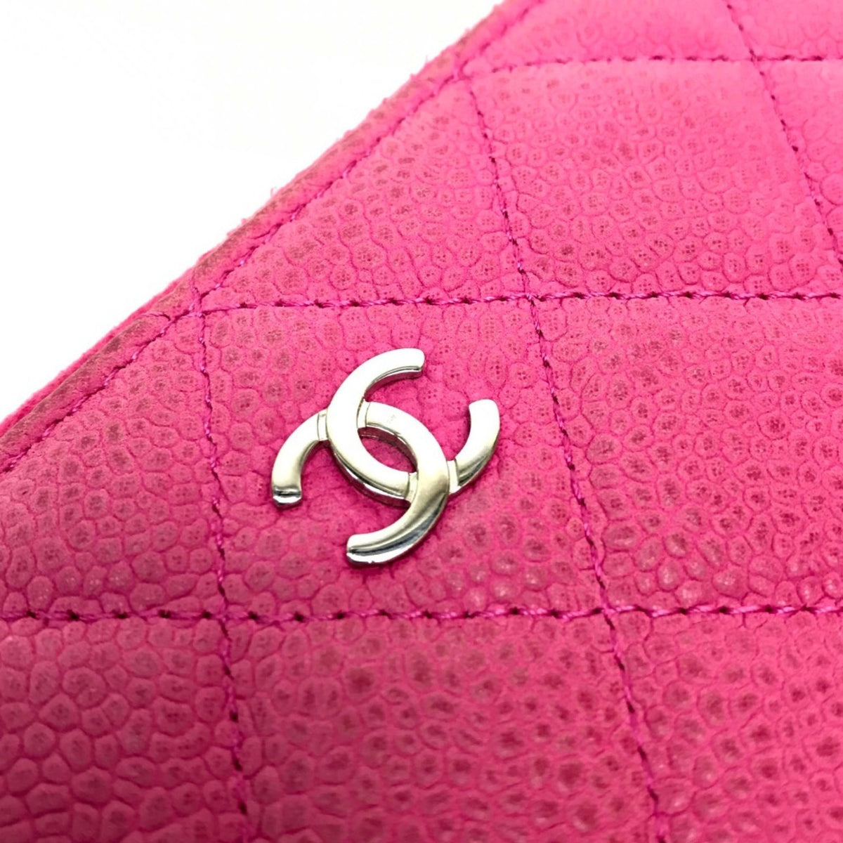 Chanel Pink Grained Calfskin Long Bill Wallet (Bi-Fold) (Pre-Owned)