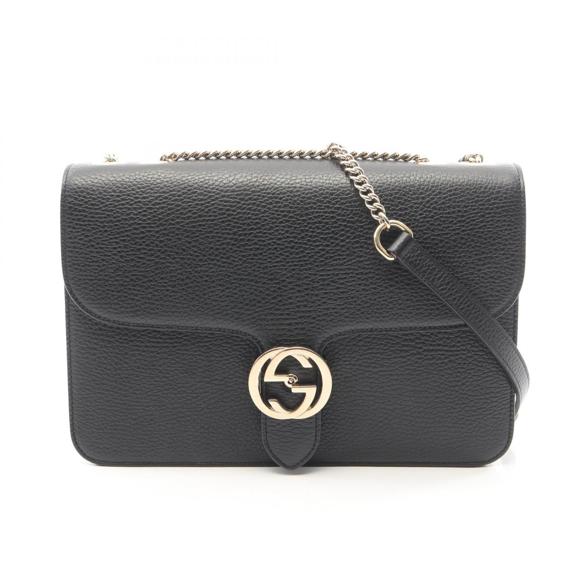 Gucci Black Leather Handbag Shoulder Bag (Pre-Owned)