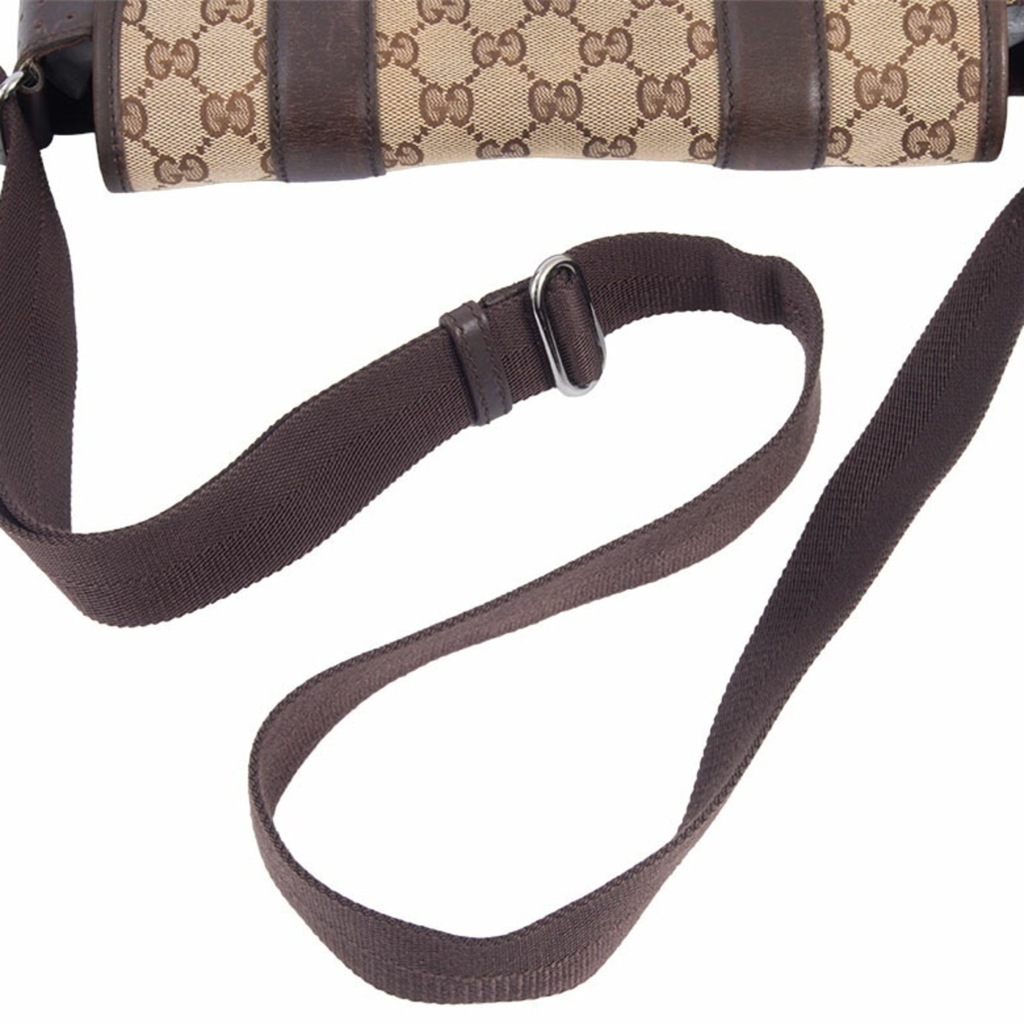 Gucci Beige Brown Gg Canvas Leather Shoulder Bag (Pre-Owned)