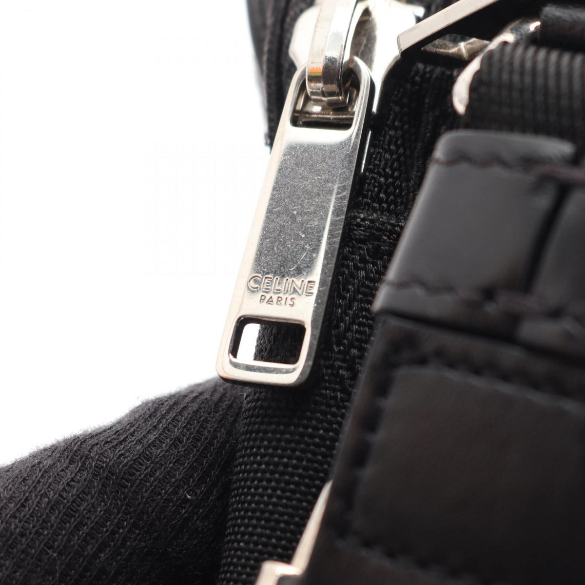 Celine Black Canvas Leather Messenger Bag Shoulder Bag (Pre-Owned)