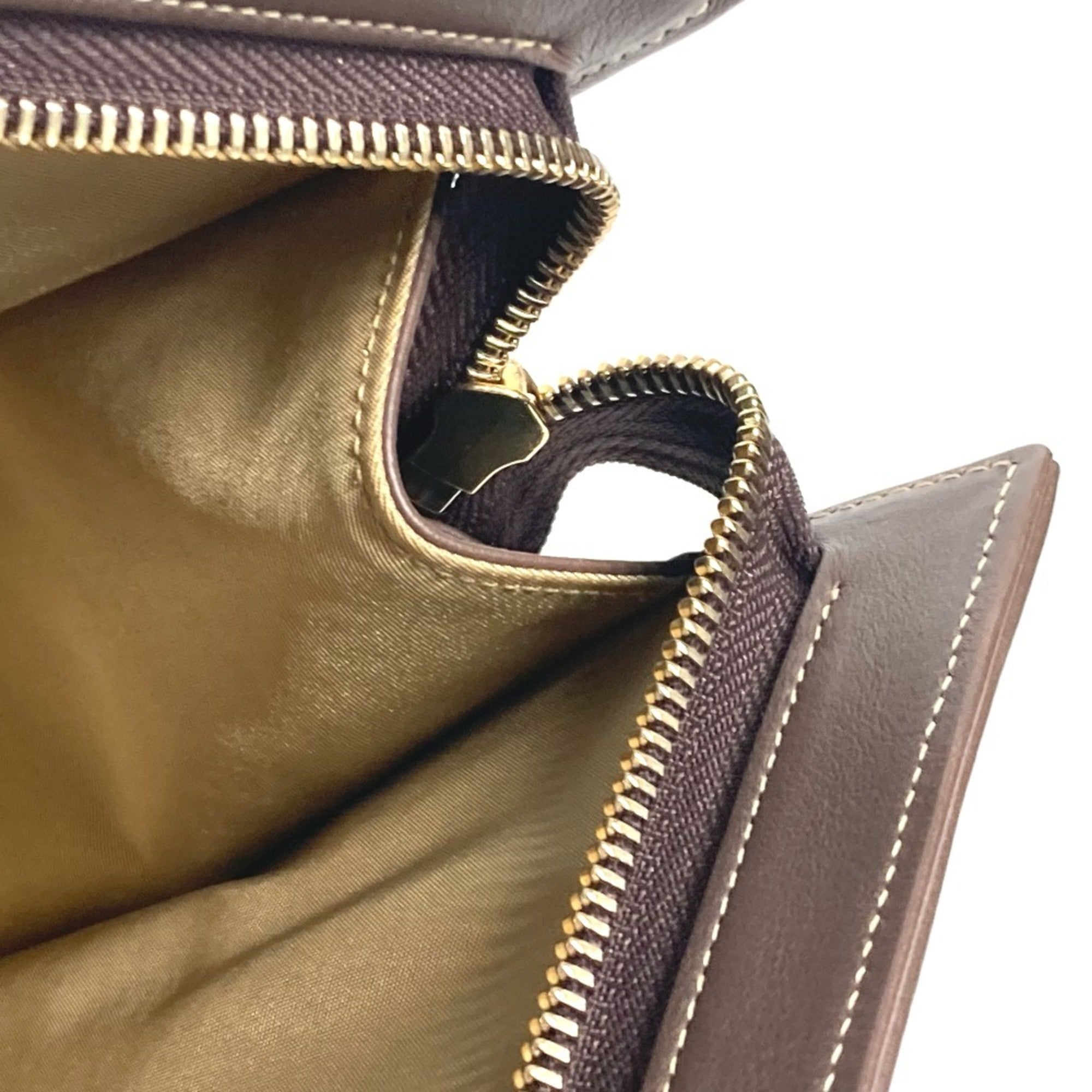 Bvlgari Brown Gray Canvas Leather Pouch (Pre-Owned)