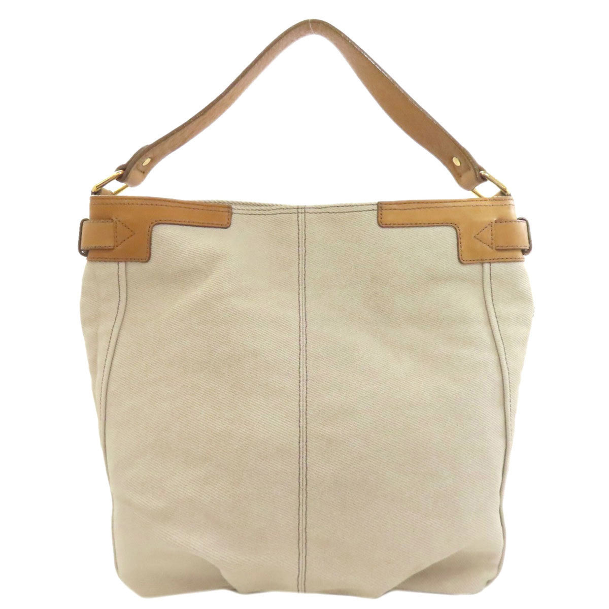 Burberry Brown Gray Canvas Leather Handbag (Pre-Owned)