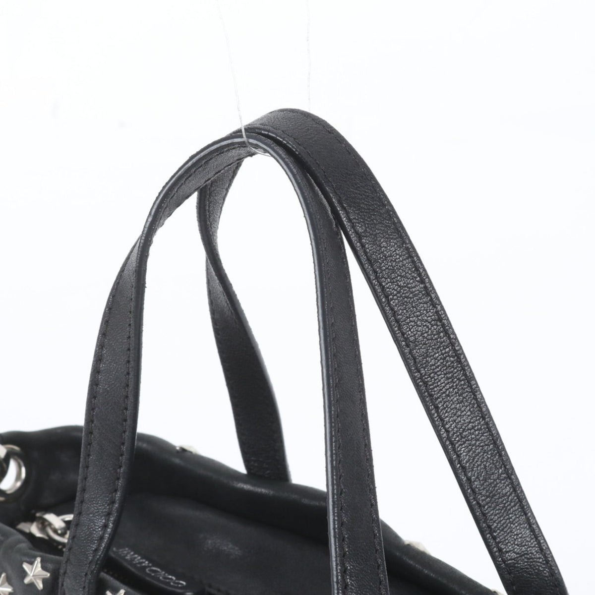 Jimmy Choo Black Leather Handbag Shoulder Bag Tote Bag (Pre-Owned)