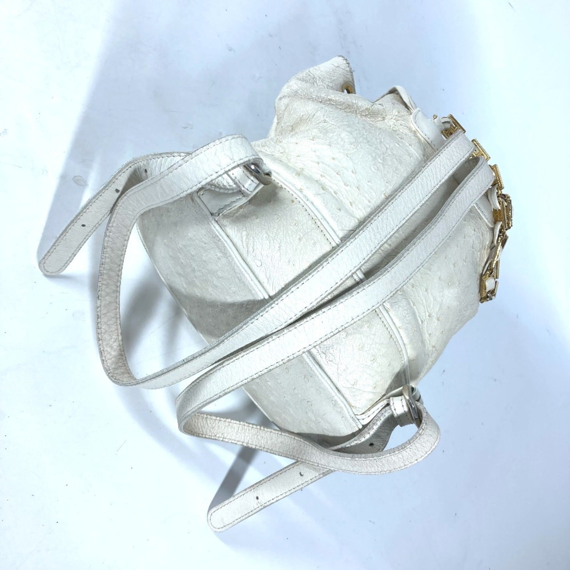 Versace Gold Ivory Leather Backpack (Pre-Owned)