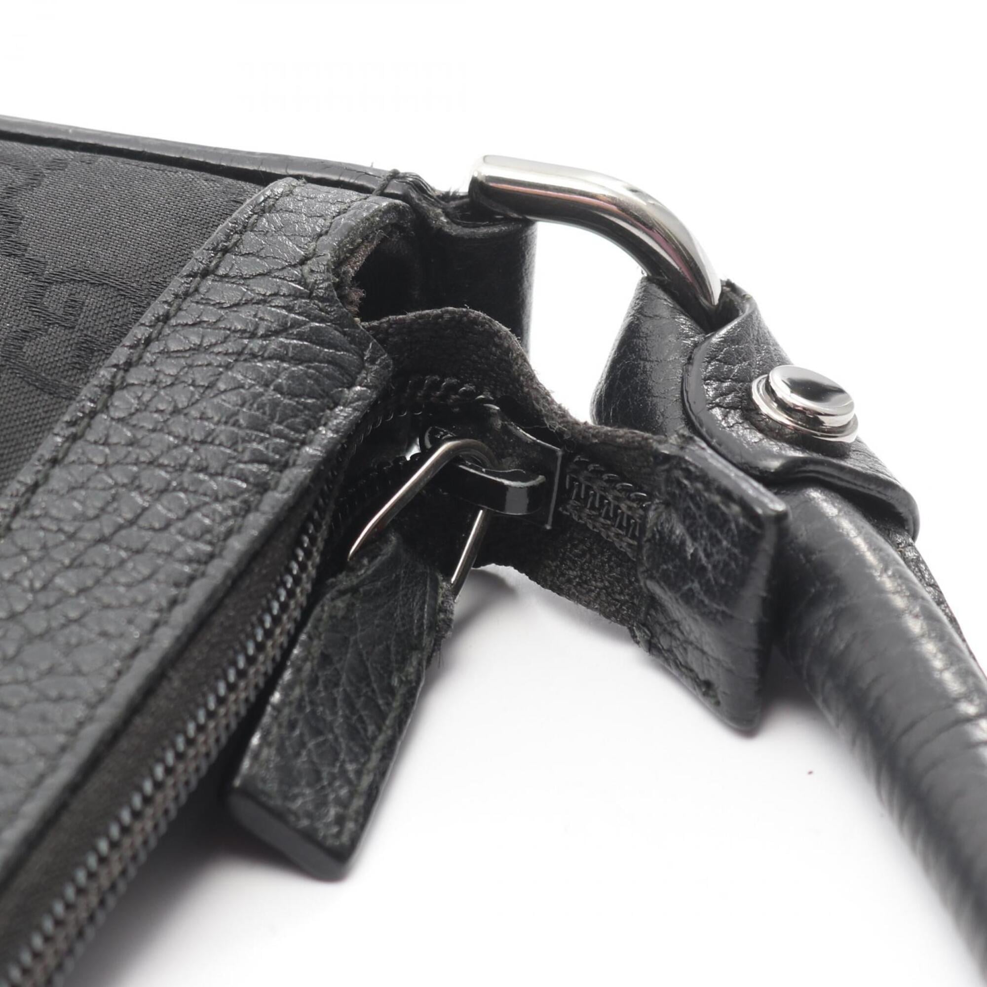Gucci Black Nylon Leather Handbag Shoulder Bag (Pre-Owned)