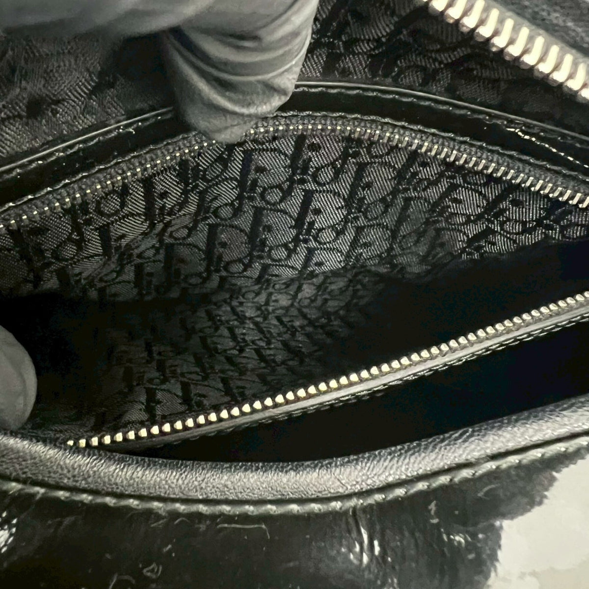 Christian Dior Black Patent Leather Handbag Shoulder Bag (Pre-Owned)