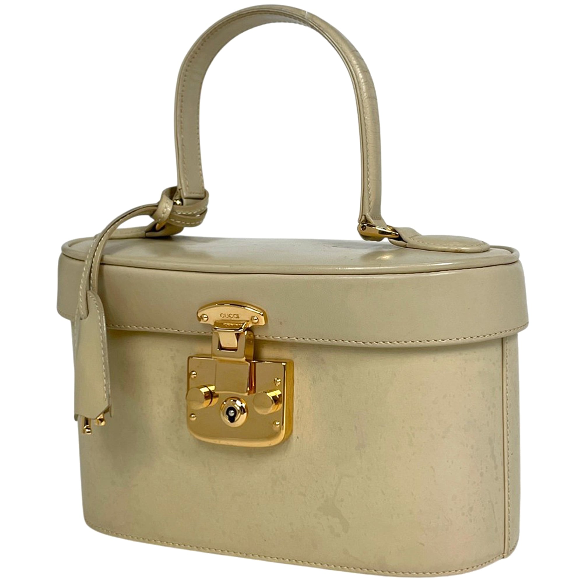 Gucci Beige Leather Handbag Vanity Bag (Pre-Owned)