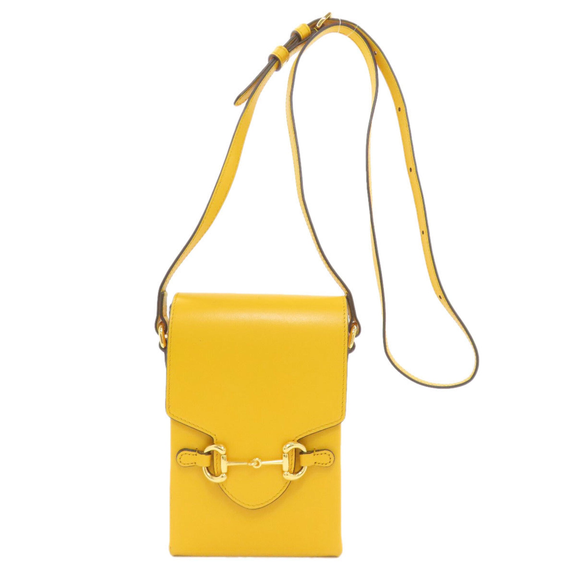 Gucci Horsebit Yellow Leather Shoulder Bag (Pre-Owned)