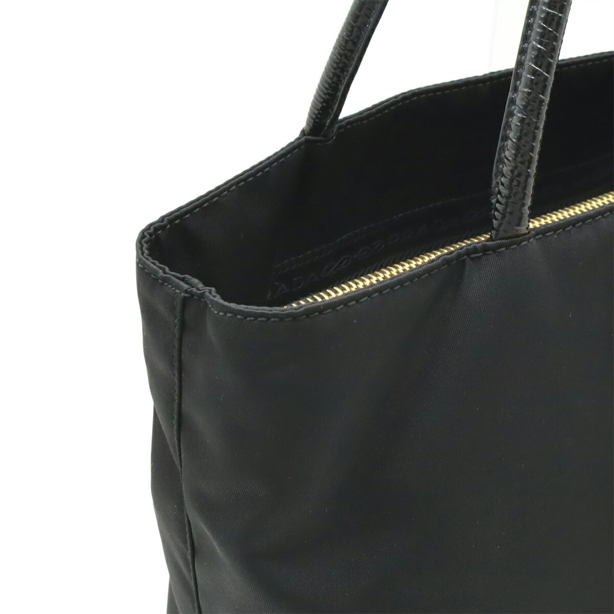Prada Black Nero Nylon Patent Leather Shoulder Bag Tote Bag (Pre-Owned)