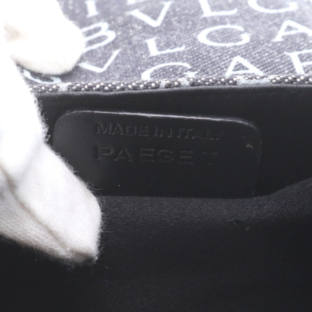 Bvlgari Navy Leather Canvas Handbag Shoulder Bag Tote Bag (Pre-Owned)