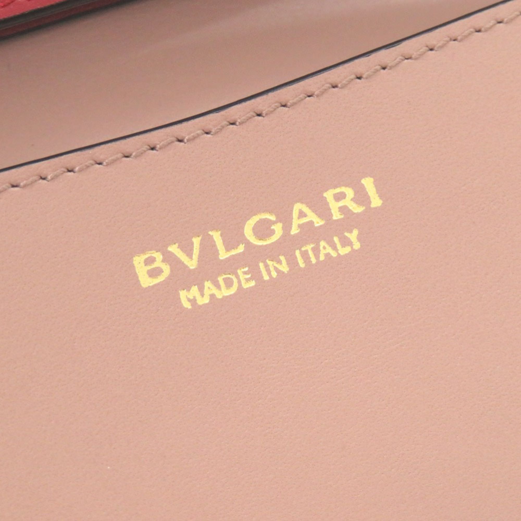 Bvlgari Pink Red Color Leather Wallet (Bi-Fold) (Pre-Owned)