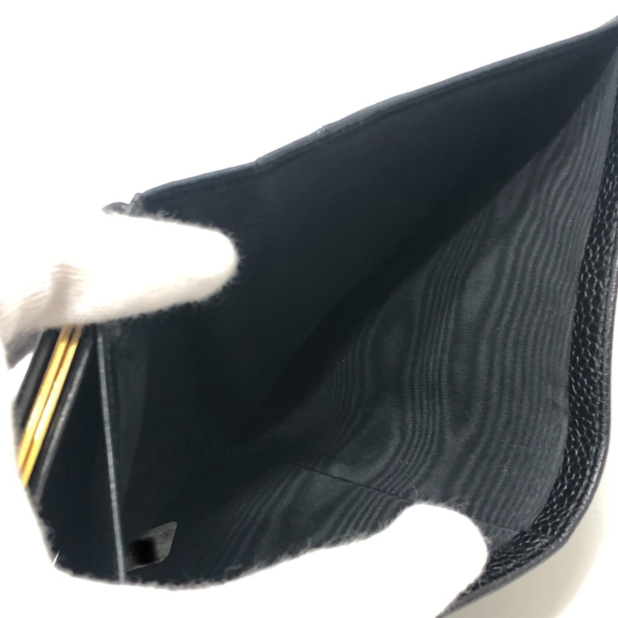 Chanel Black Grained Calfskin Long Wallet (Bi-Fold) (Pre-Owned)