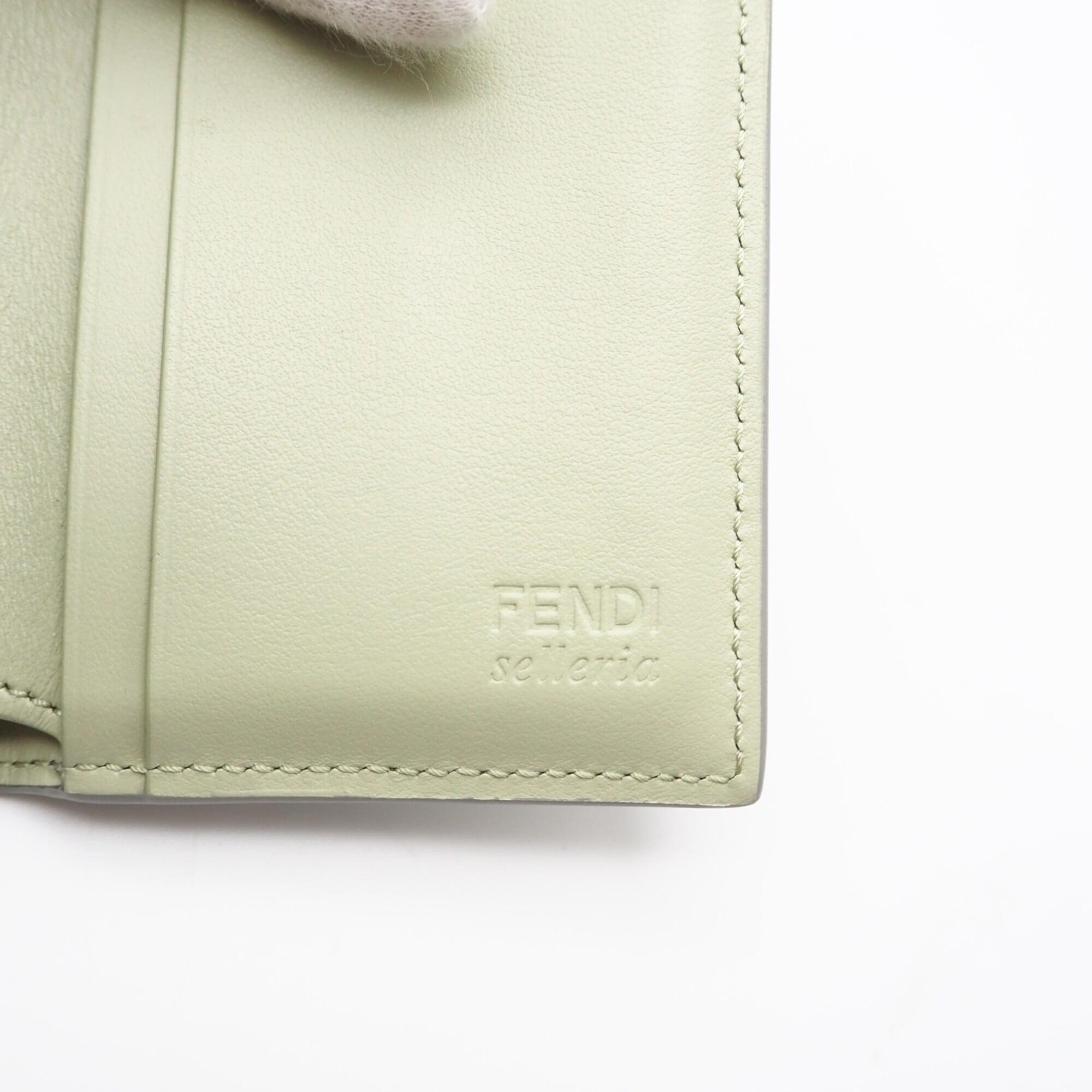 Fendi Green Leather Wallet (Tri-Fold) (Pre-Owned)
