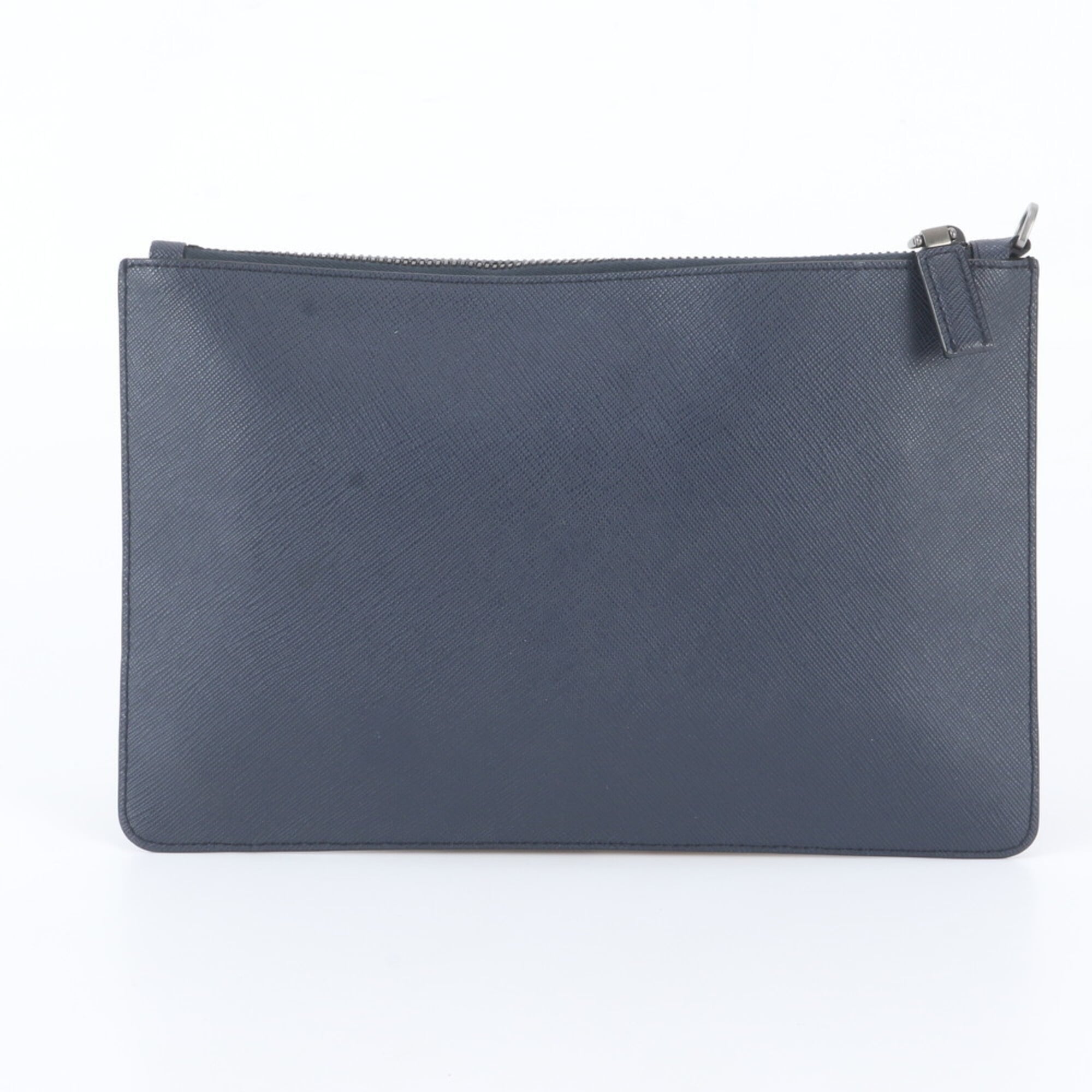 Prada Navy Orange Leather Clutch Bag Pouch (Pre-Owned)