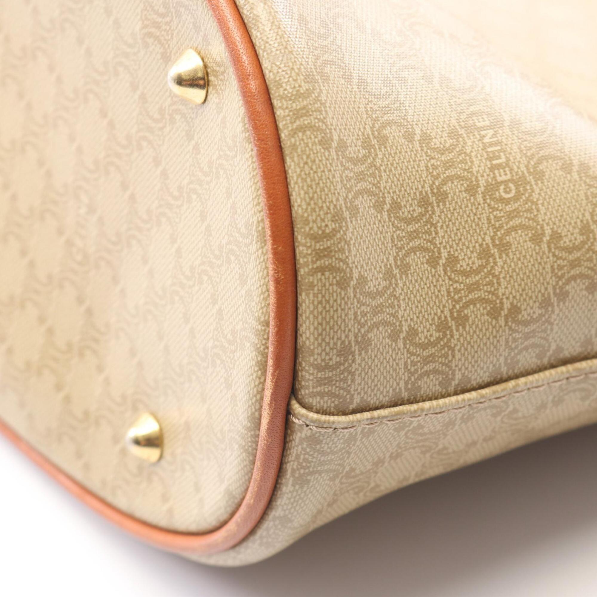 Celine Beige Brown Coated Canvas Leather Handbag Tote Bag (Pre-Owned)