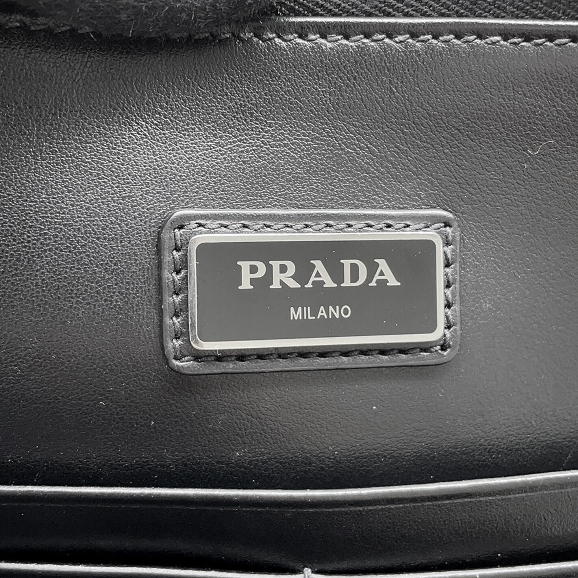 Prada Saffiano Black Leather Clutch Bag Document Case (Pre-Owned)