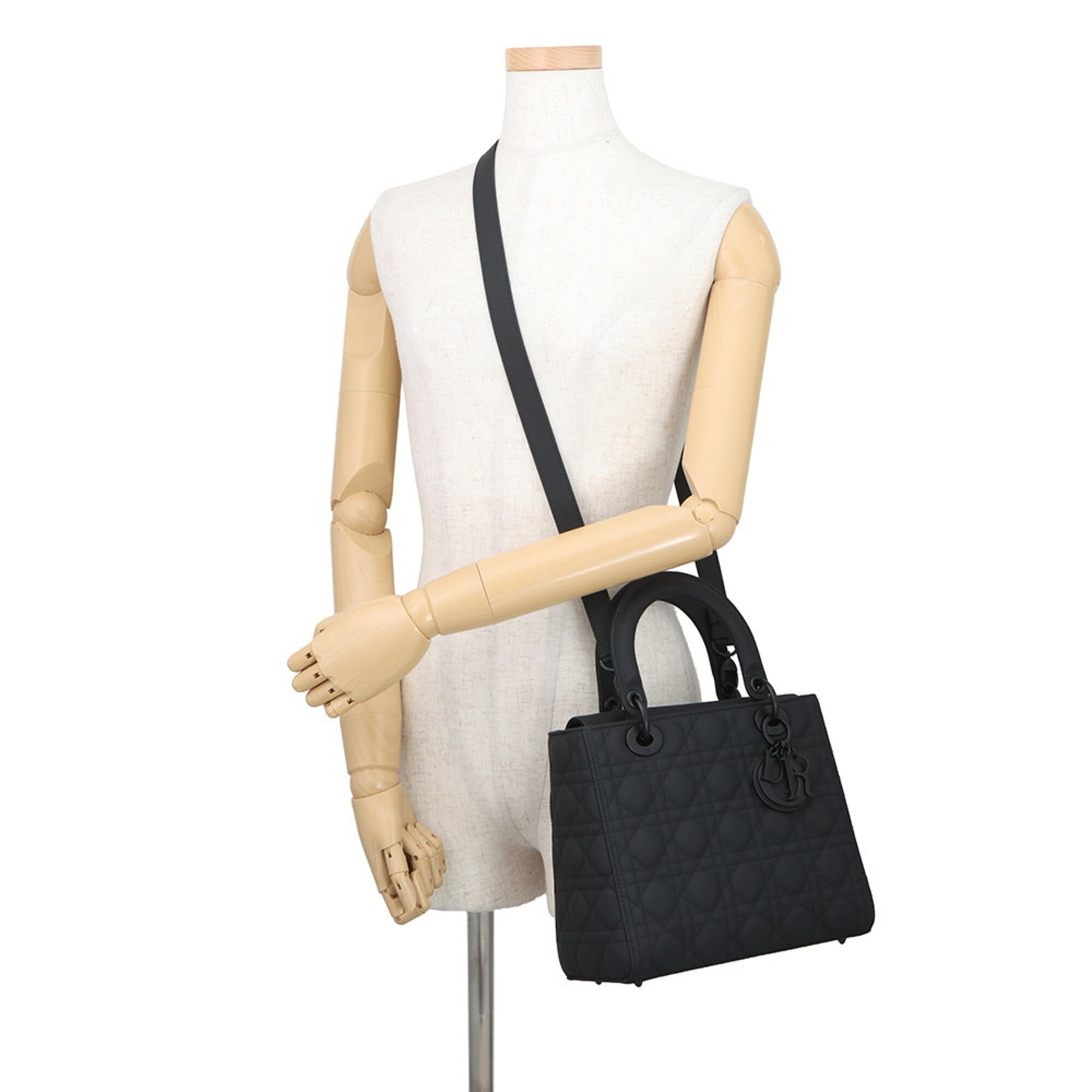 Christian Dior Lady Dior Black Handbag Shoulder Bag (Pre-Owned)