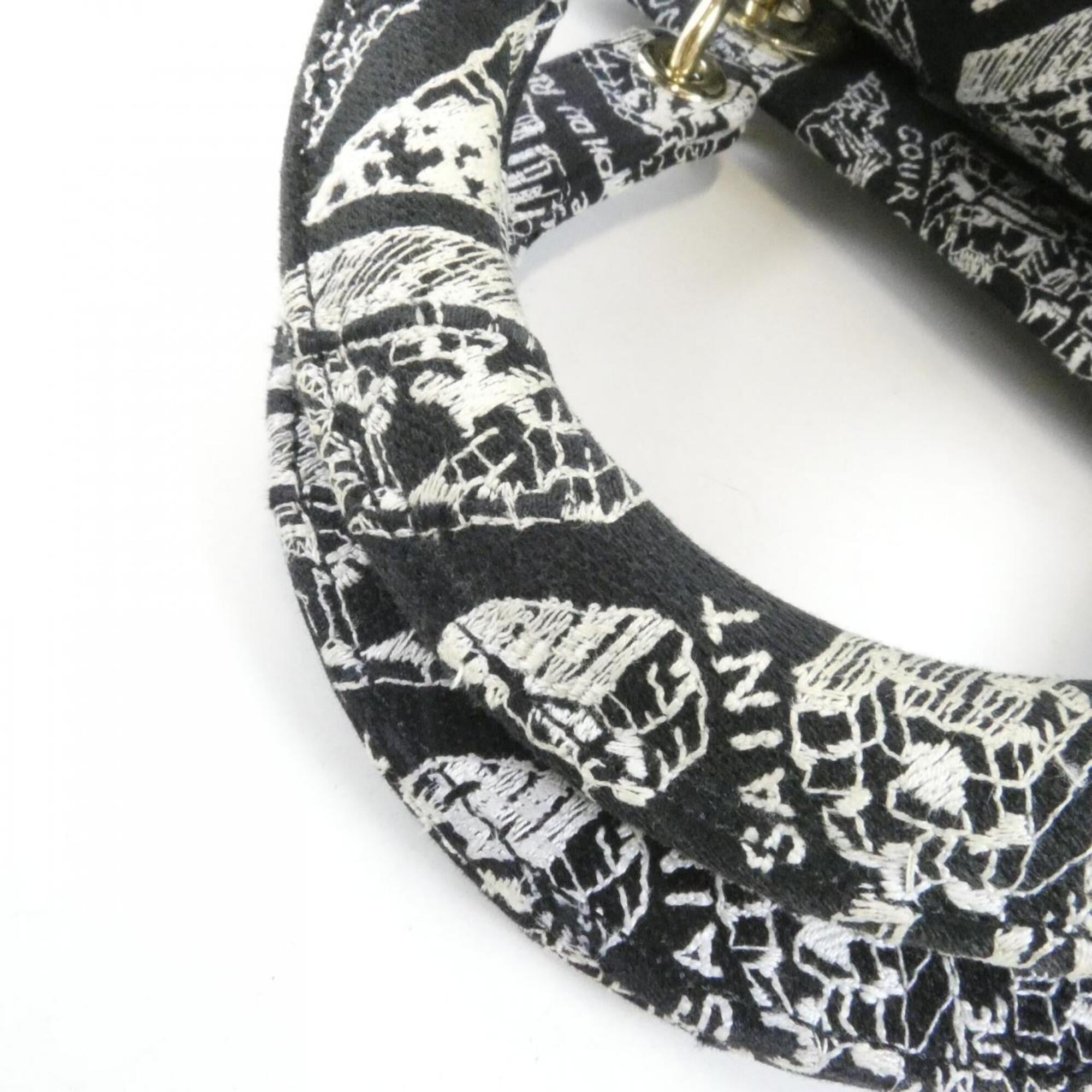Christian Dior Black White Canvas Handbag (Pre-Owned)