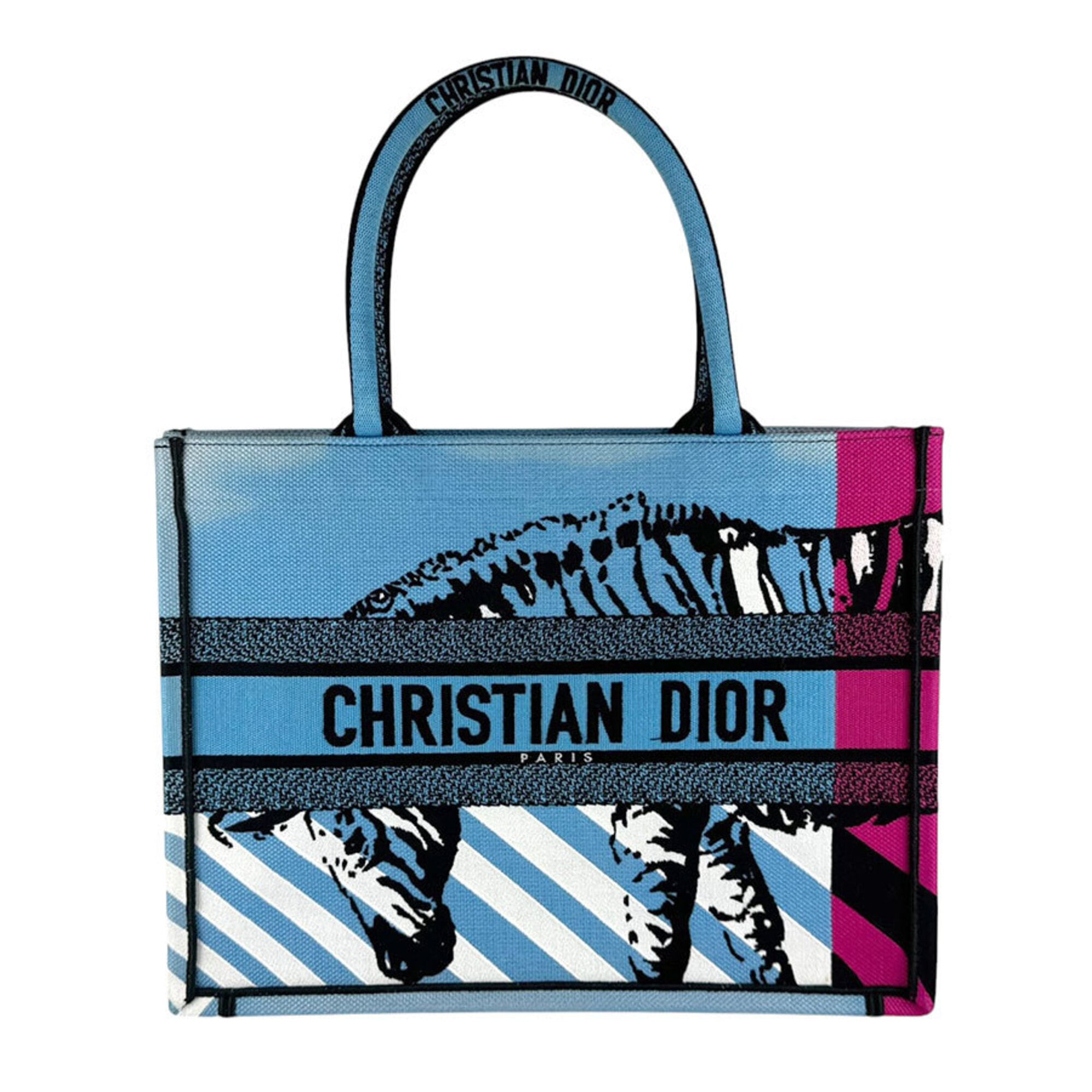 Christian Dior Black Blue Pink Canvas Handbag (Pre-Owned)