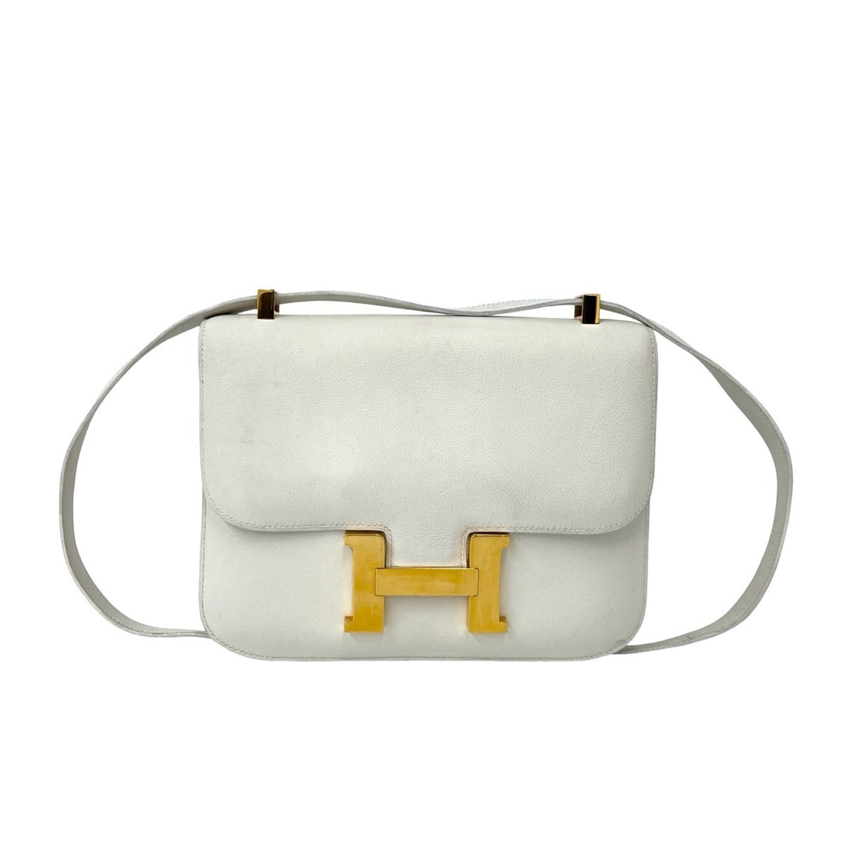 Hermes White Gulliver Leather Shoulder Bag (Pre-Owned)