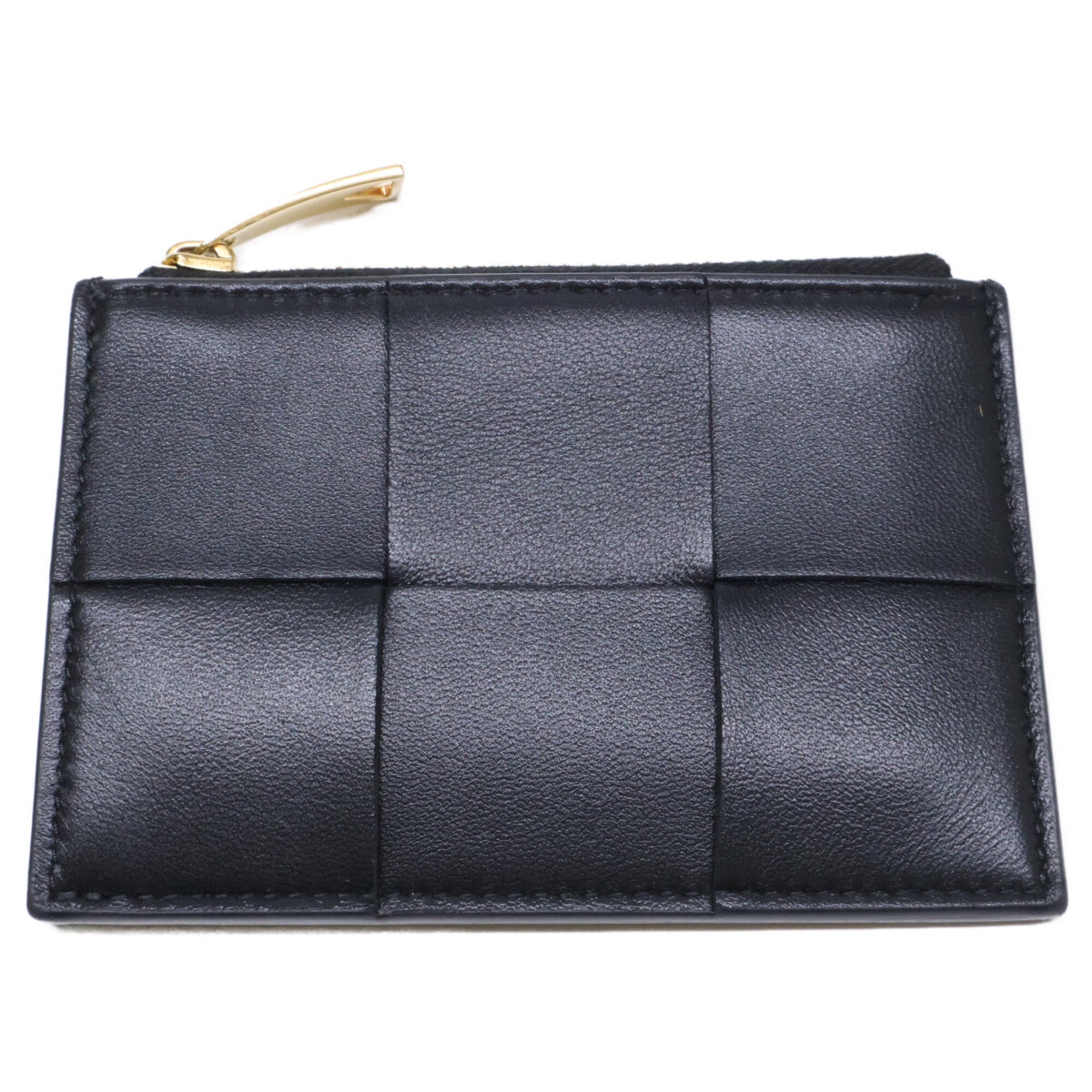 Bottega Veneta Black Leather Coin Purse/Coin Case (Pre-Owned)