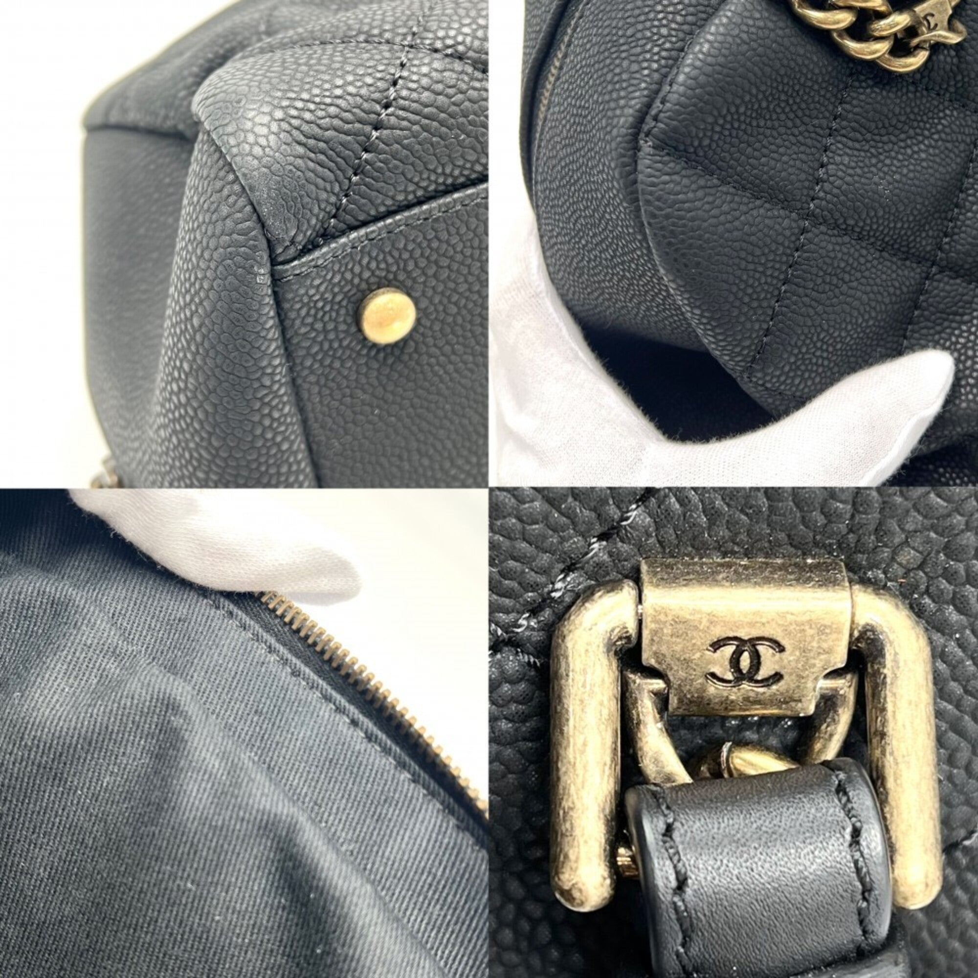 Chanel Black Leather Handbag Shoulder Bag (Pre-Owned)