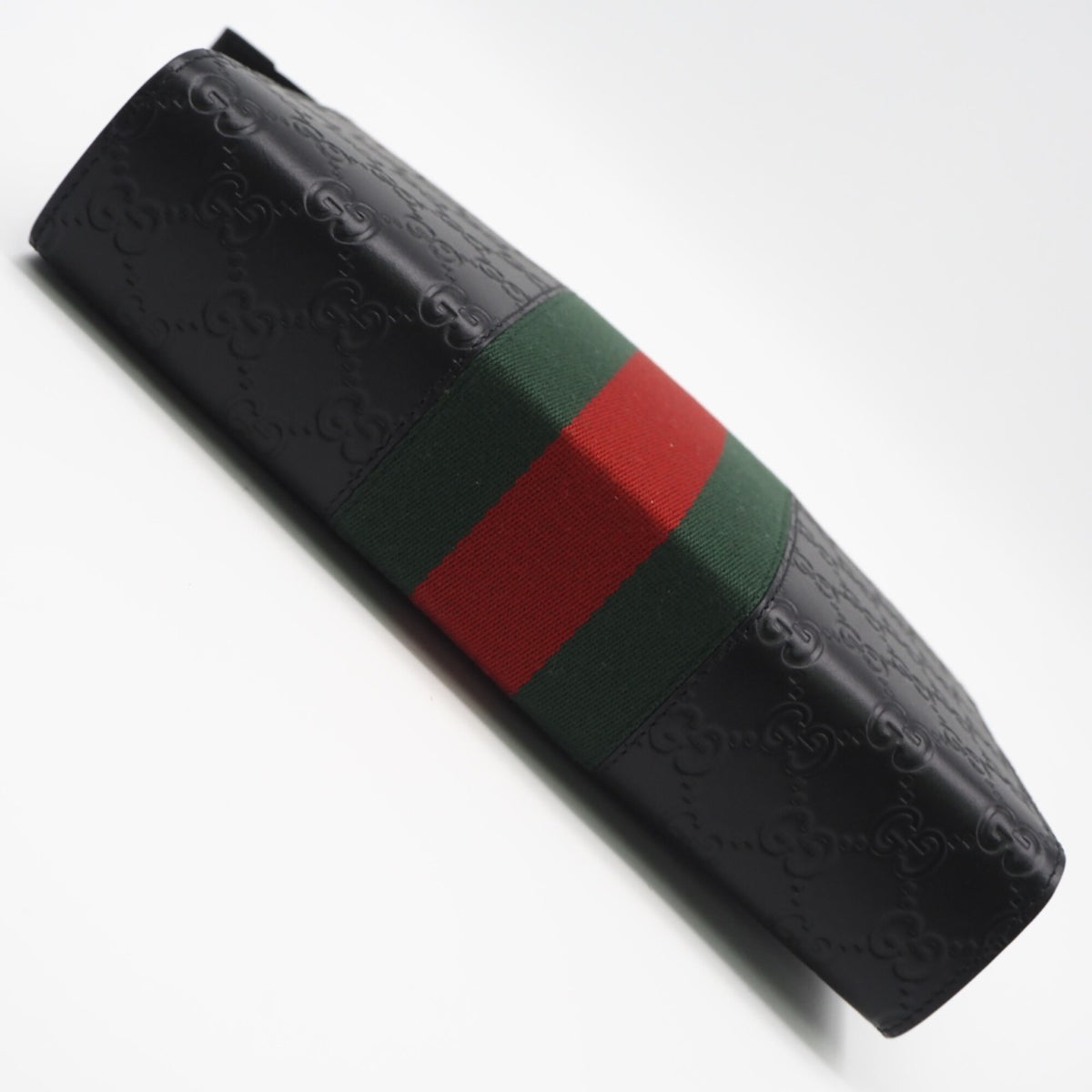 Gucci Sherry Line Black Green Red Color Leather Clutch Bag (Pre-Owned)