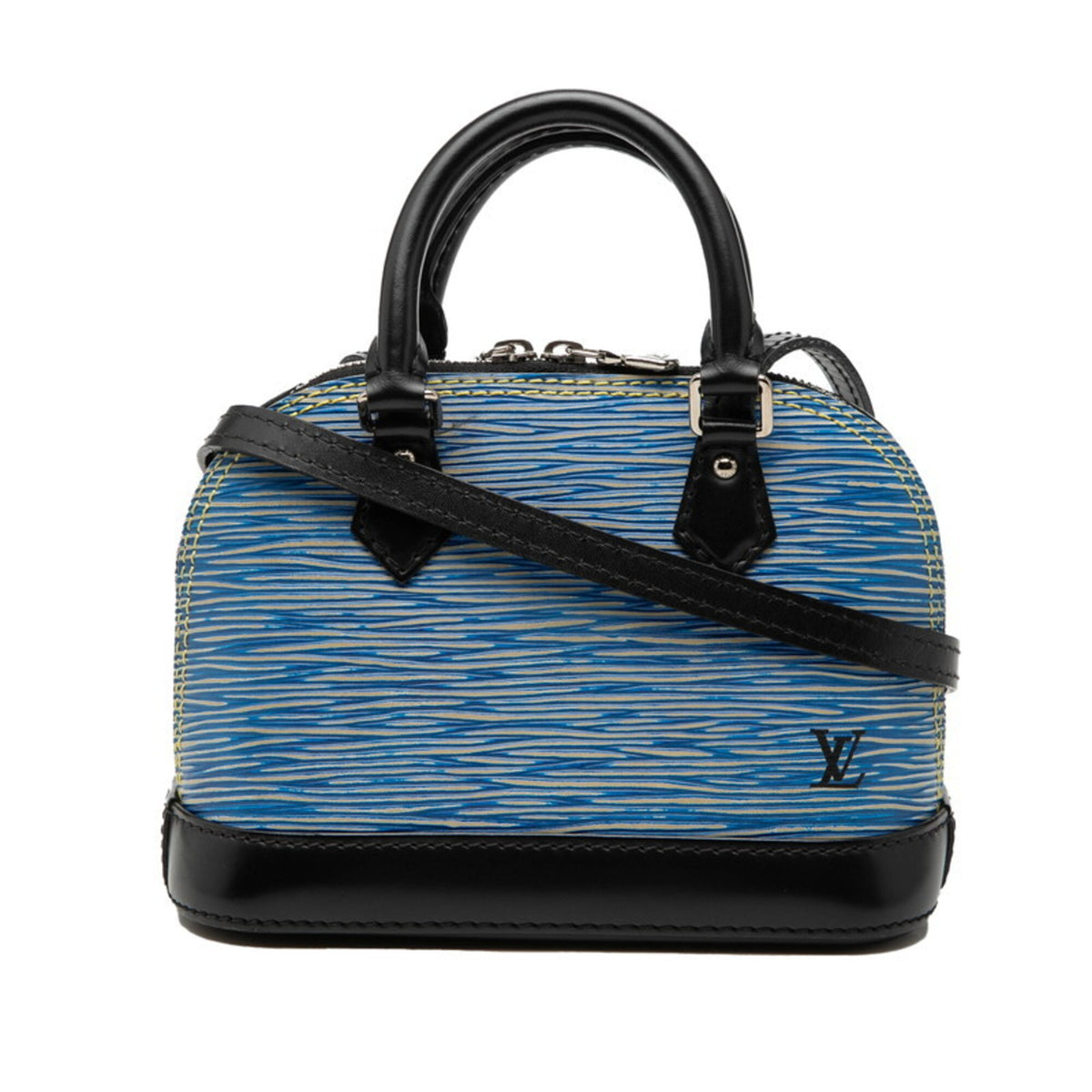 Louis Vuitton Epi Denim Black Blue Leather Handbag Shoulder Bag (Pre-Owned)