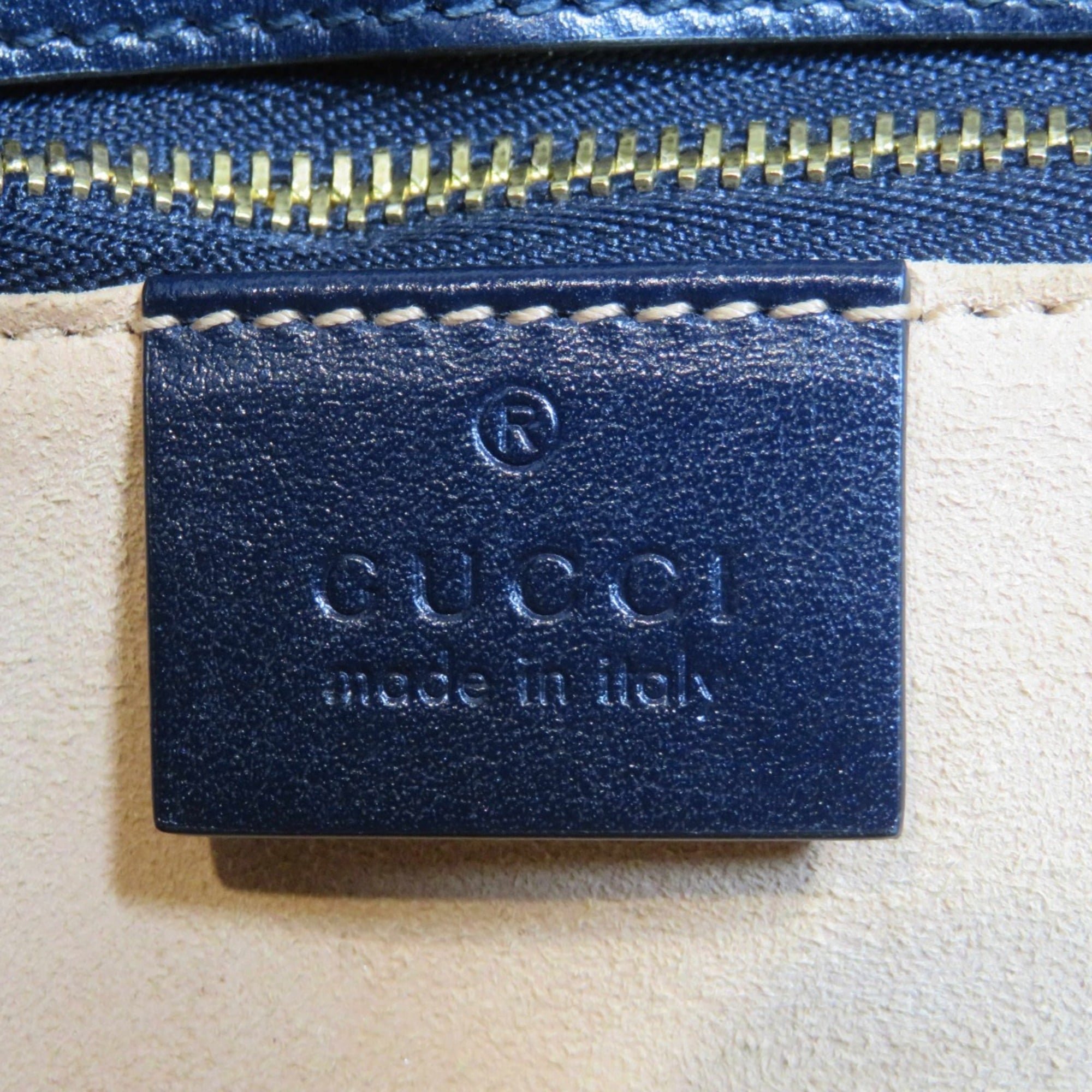 Gucci Horsebit Navy Leather Shoulder Bag (Pre-Owned)