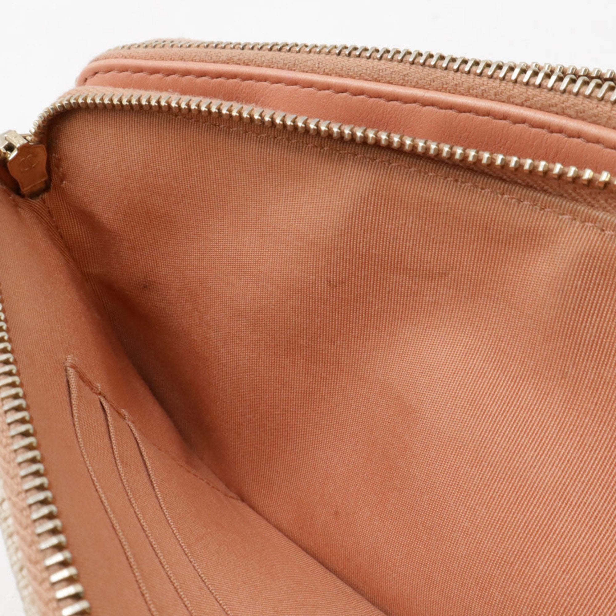 Chanel Coral Pink Canvas Leather Clutch Bag Shoulder Bag (Pre-Owned)