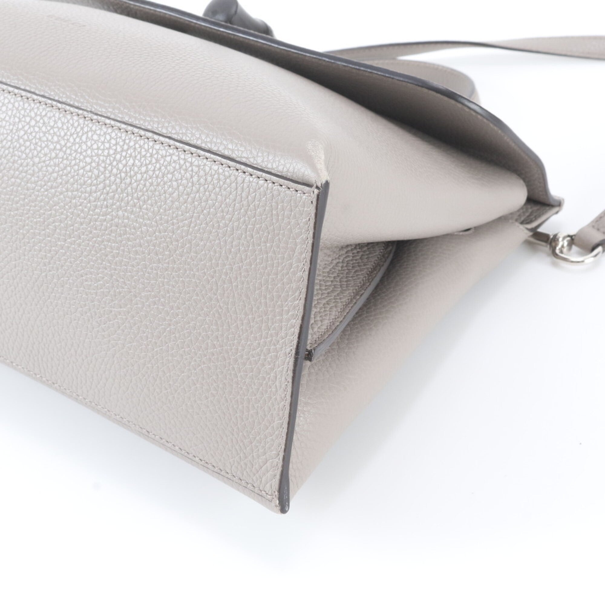Gucci Gray Leather Handbag Shoulder Bag (Pre-Owned)