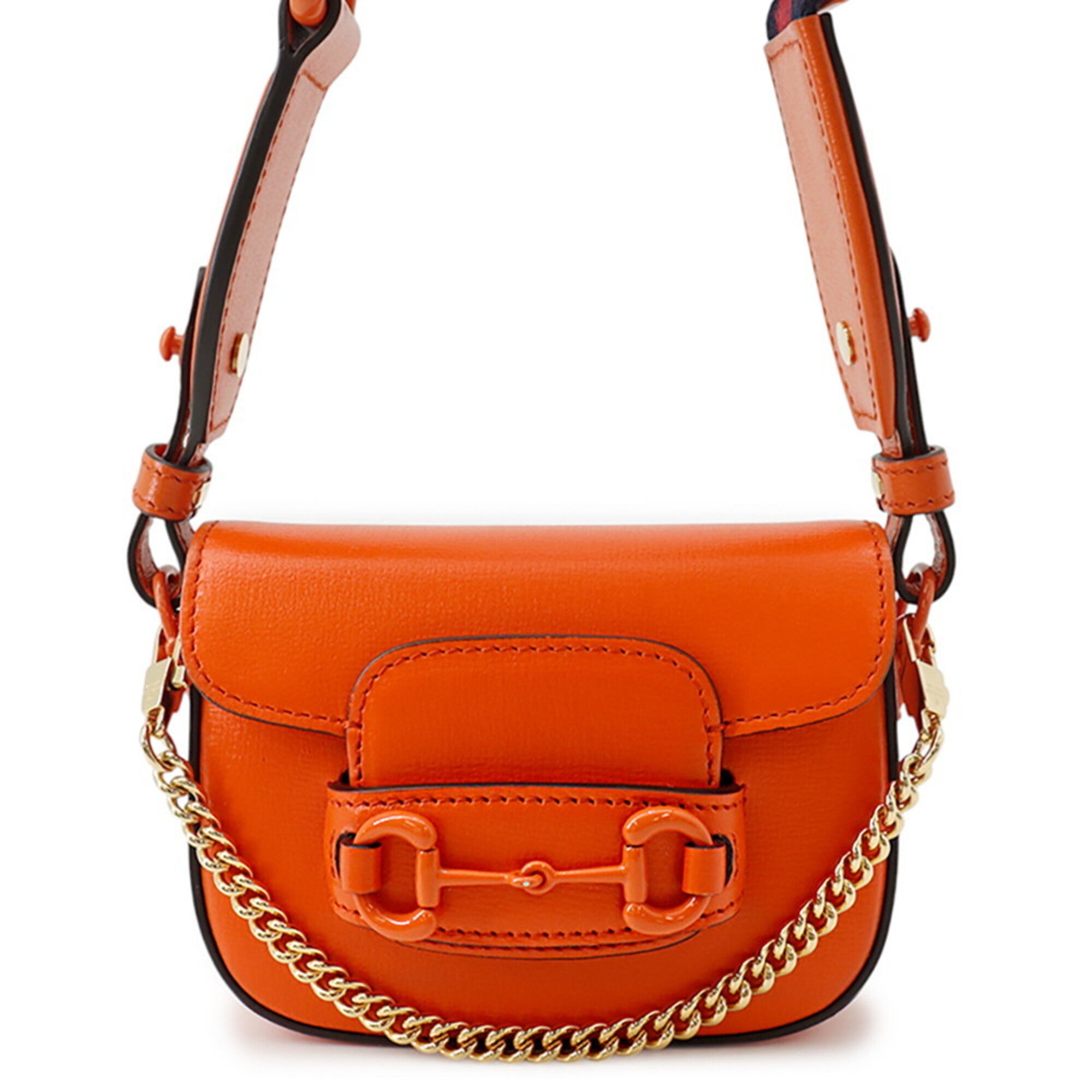 Gucci Horsebit Orange Leather Shoulder Bag (Pre-Owned)