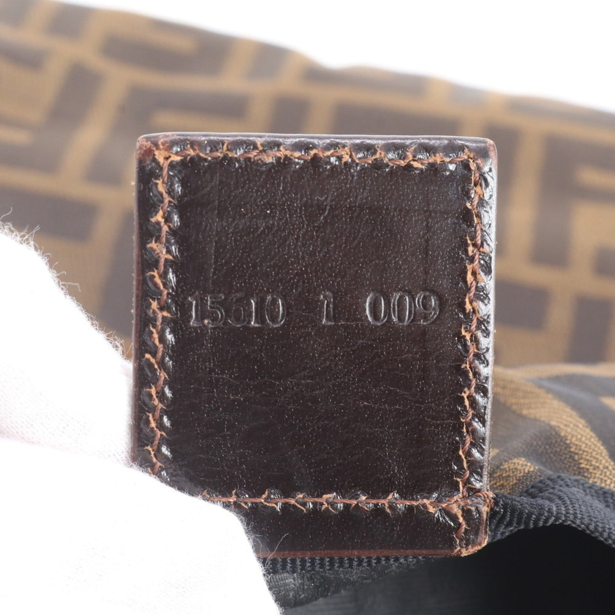Fendi Brown Leather Nylon Handbag Shoulder Bag Tote Bag (Pre-Owned)