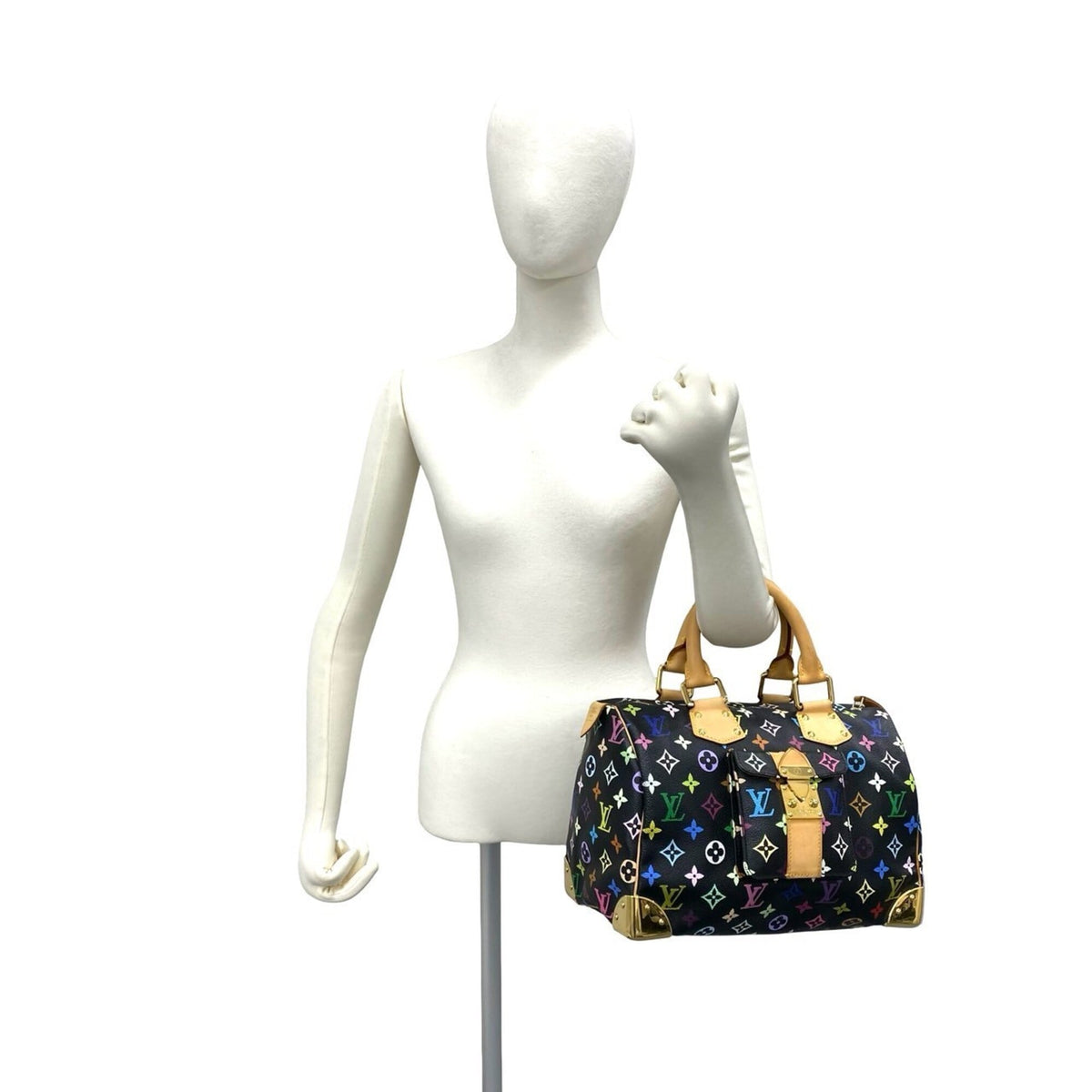 Louis Vuitton Black Leather Pvc Boston Bag Handbag (Pre-Owned)