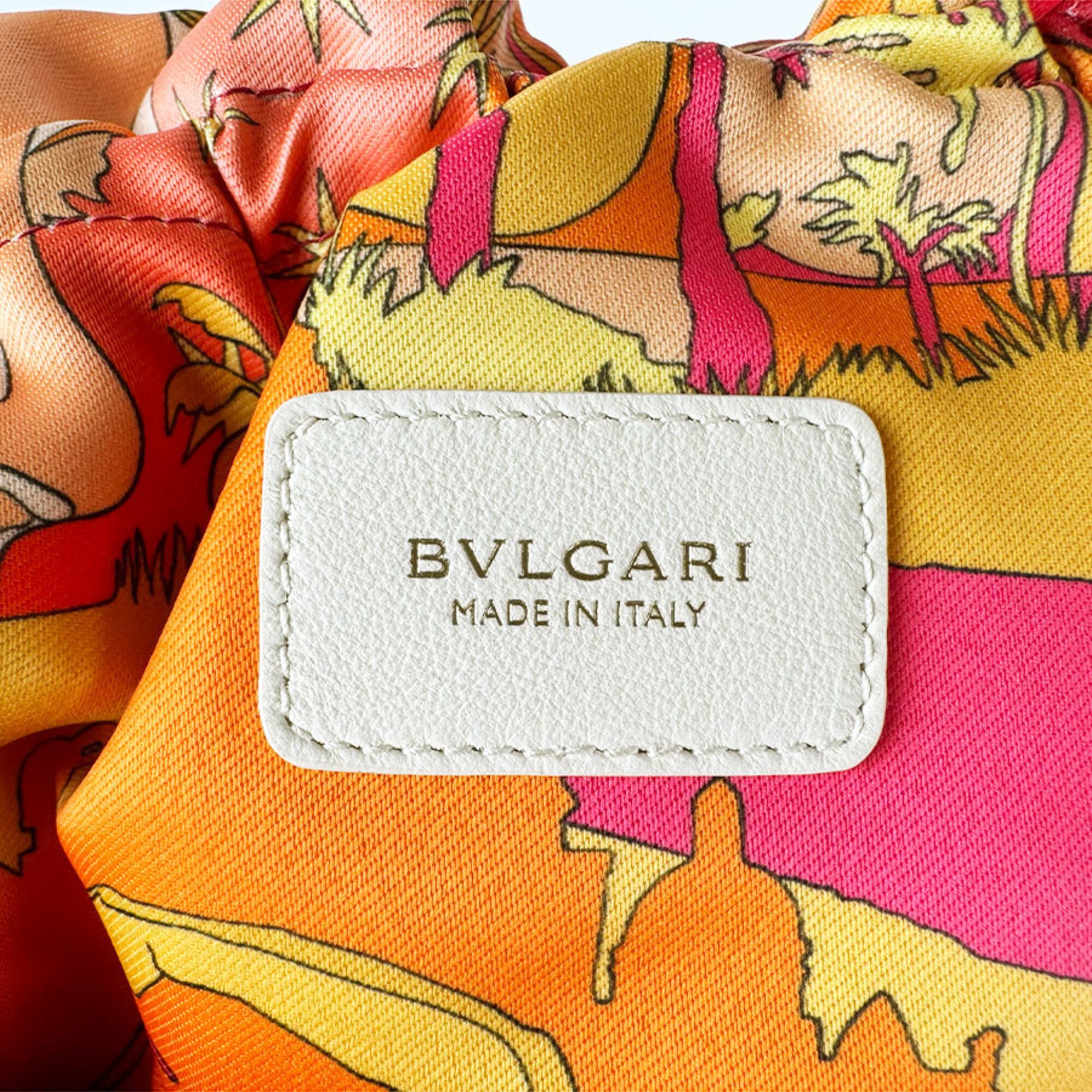 Bvlgari Ivory Orange Pink Straw Leather Shoulder Bag (Pre-Owned)
