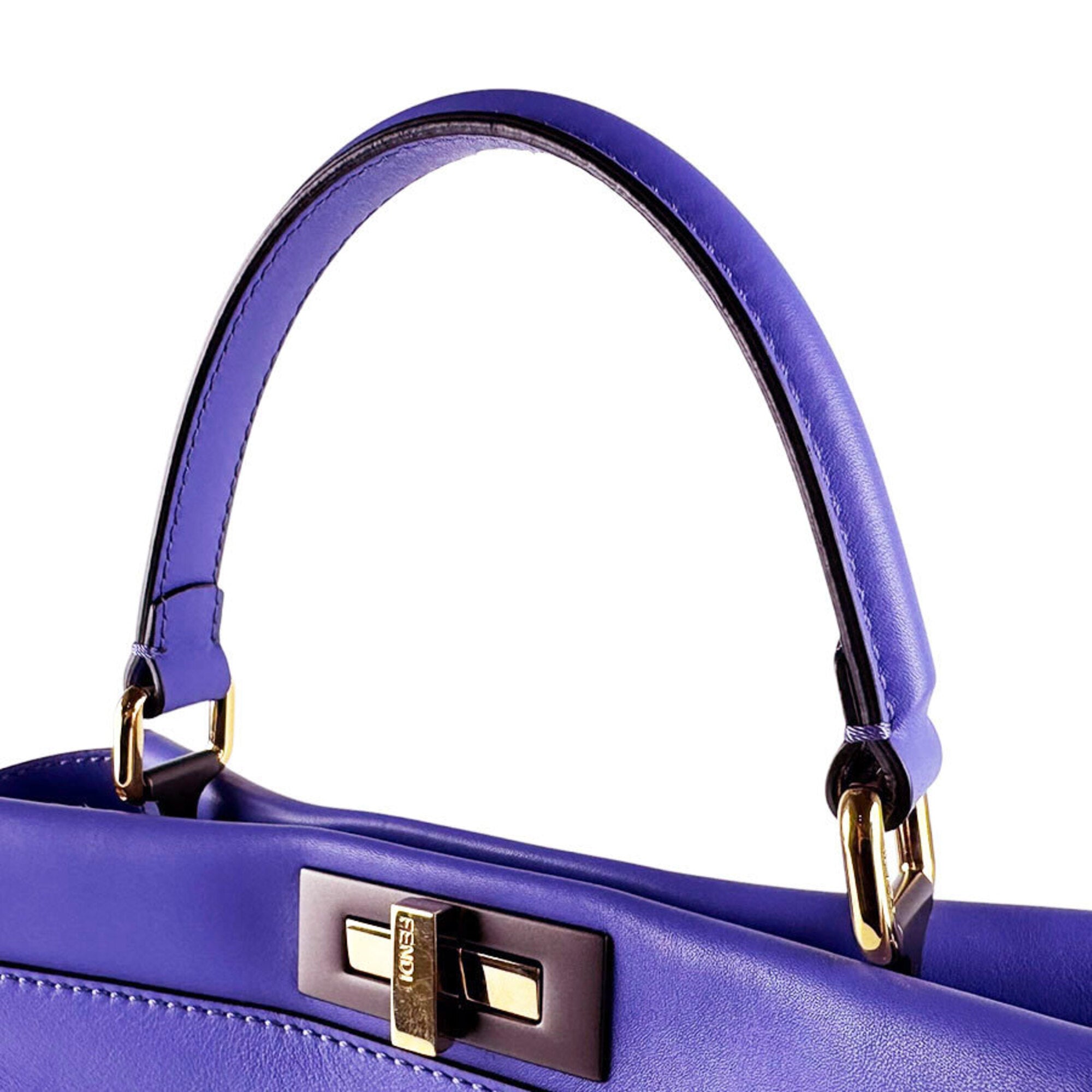 Fendi Purple Leather Handbag Shoulder Bag (Pre-Owned)
