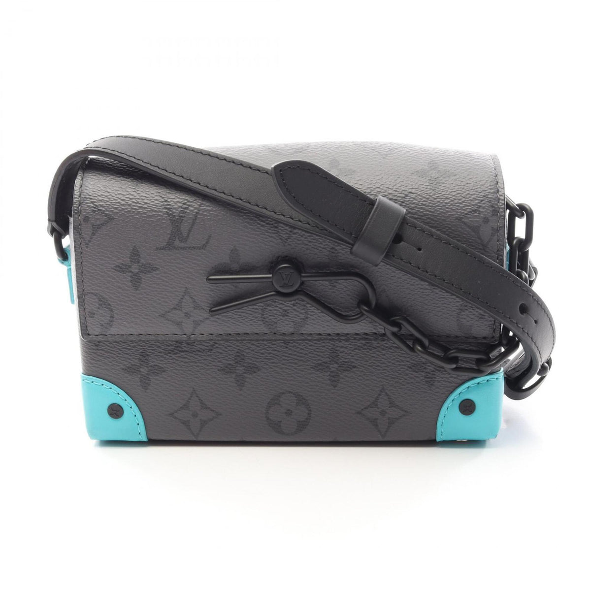 Louis Vuitton Blue Gray Coated Canvas Leather Handbag Shoulder Bag (Pre-Owned)