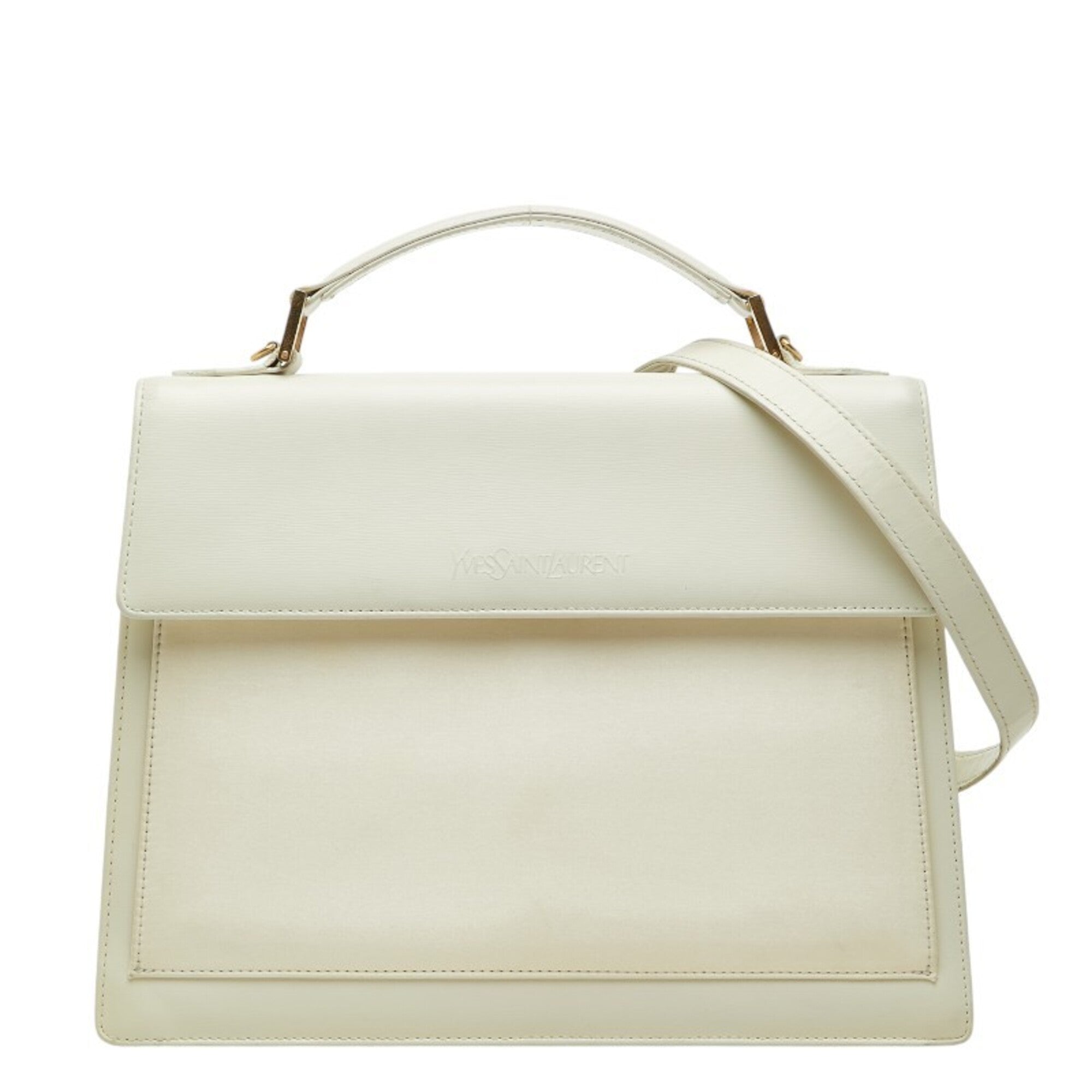 Saint Laurent White Leather Handbag Shoulder Bag (Pre-Owned)
