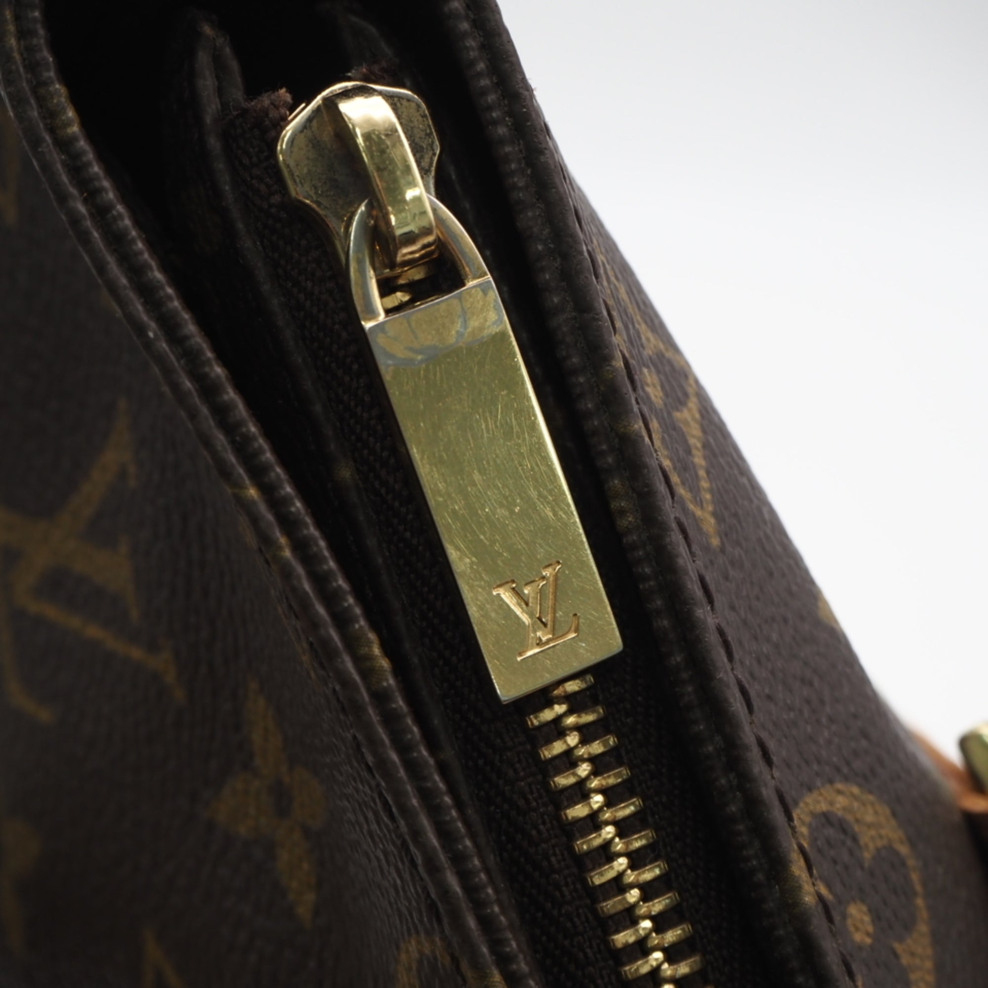 Louis Vuitton Monogram Beige Brown Coated Canvas Leather Handbag (Pre-Owned)