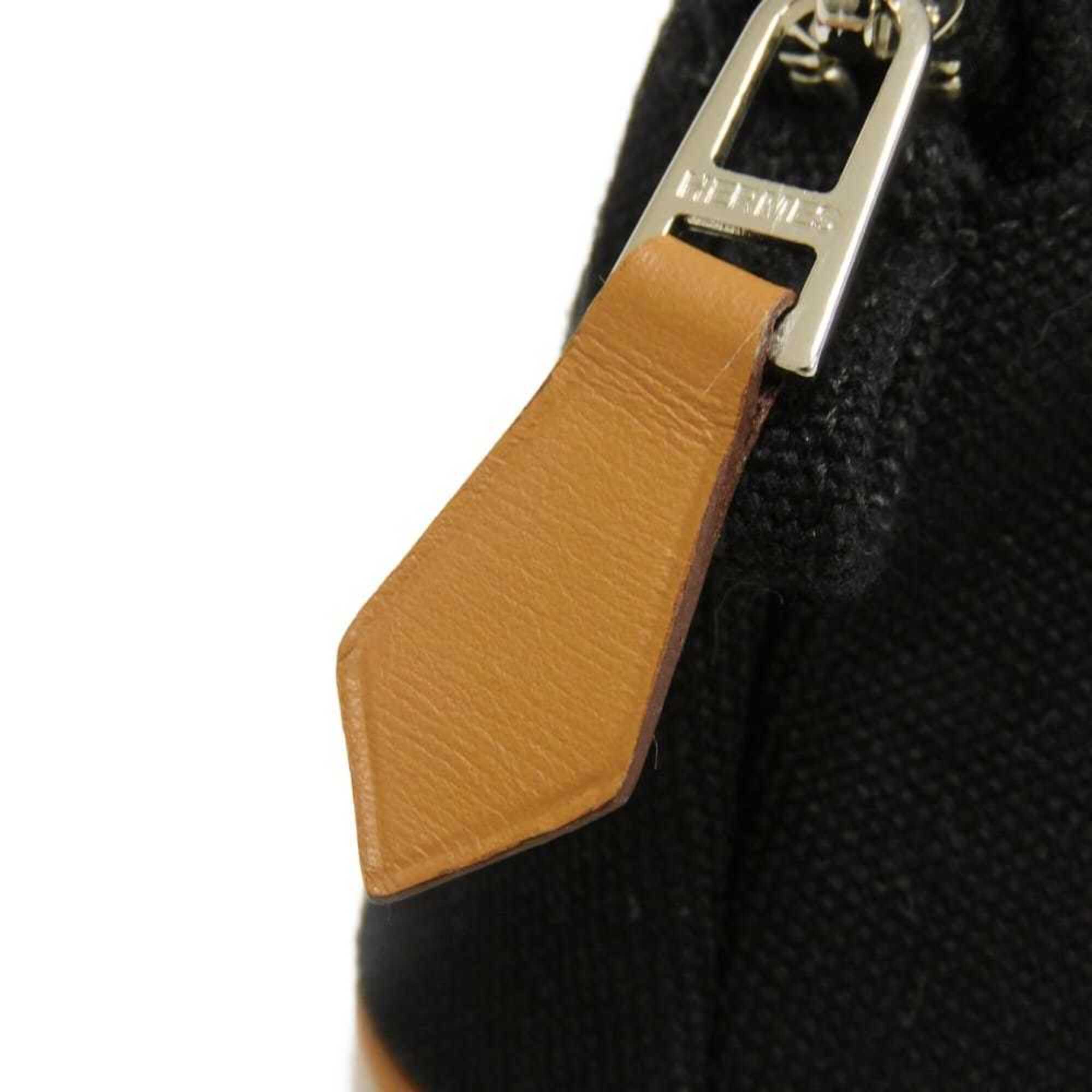 Hermes Black Orange Cotton Clutch Bag Pouch (Pre-Owned)