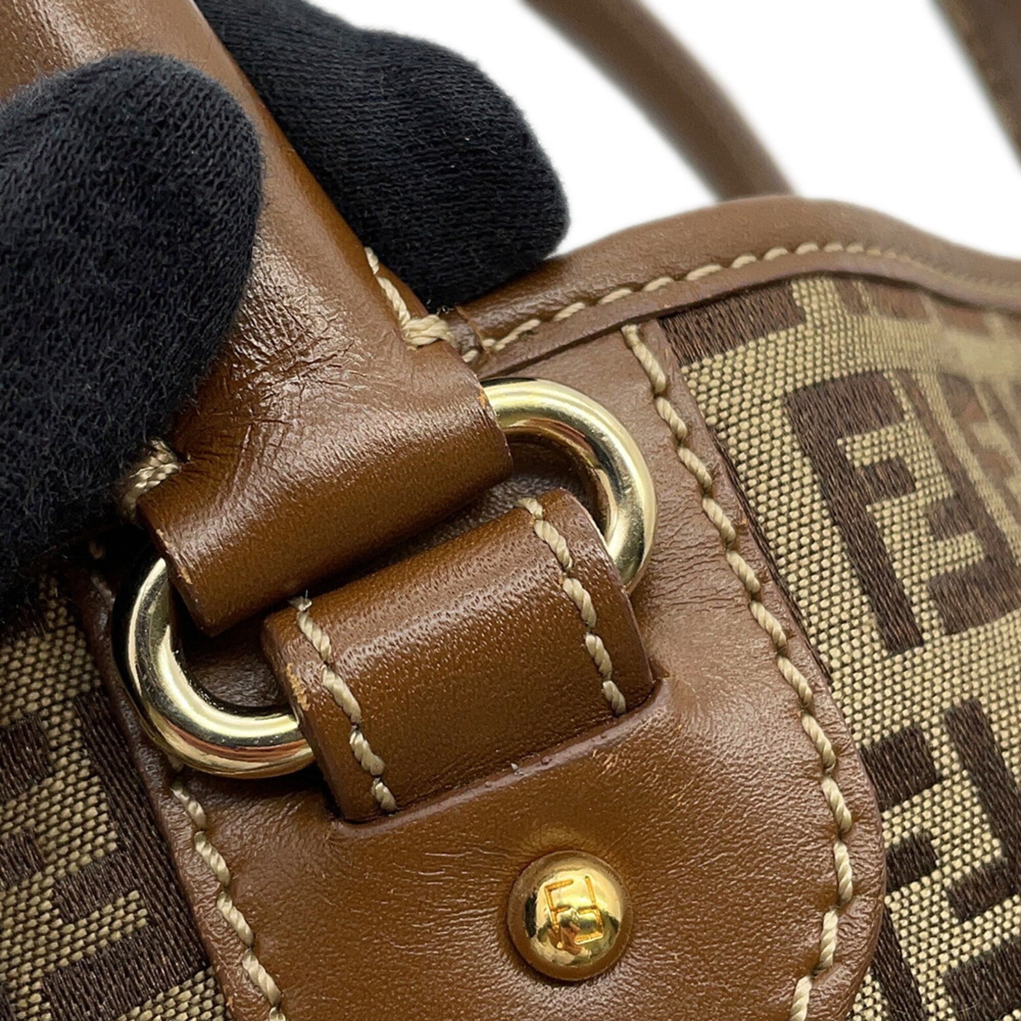 Fendi Khaki Brown Zucchino Handbag Tote Bag (Pre-Owned)