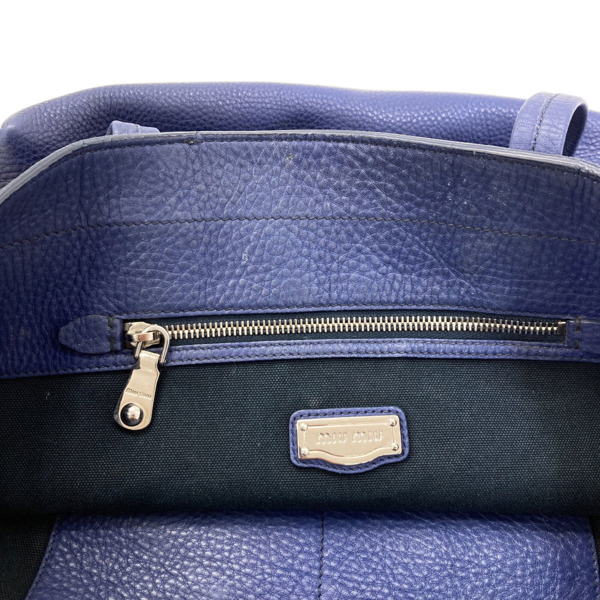Miu Miu Blue Leather Tote Bag (Pre-Owned)