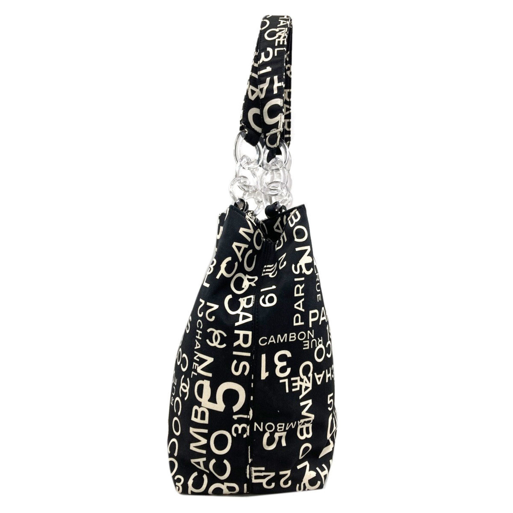 Chanel Black White Canvas Pouch Tote Bag (Pre-Owned)