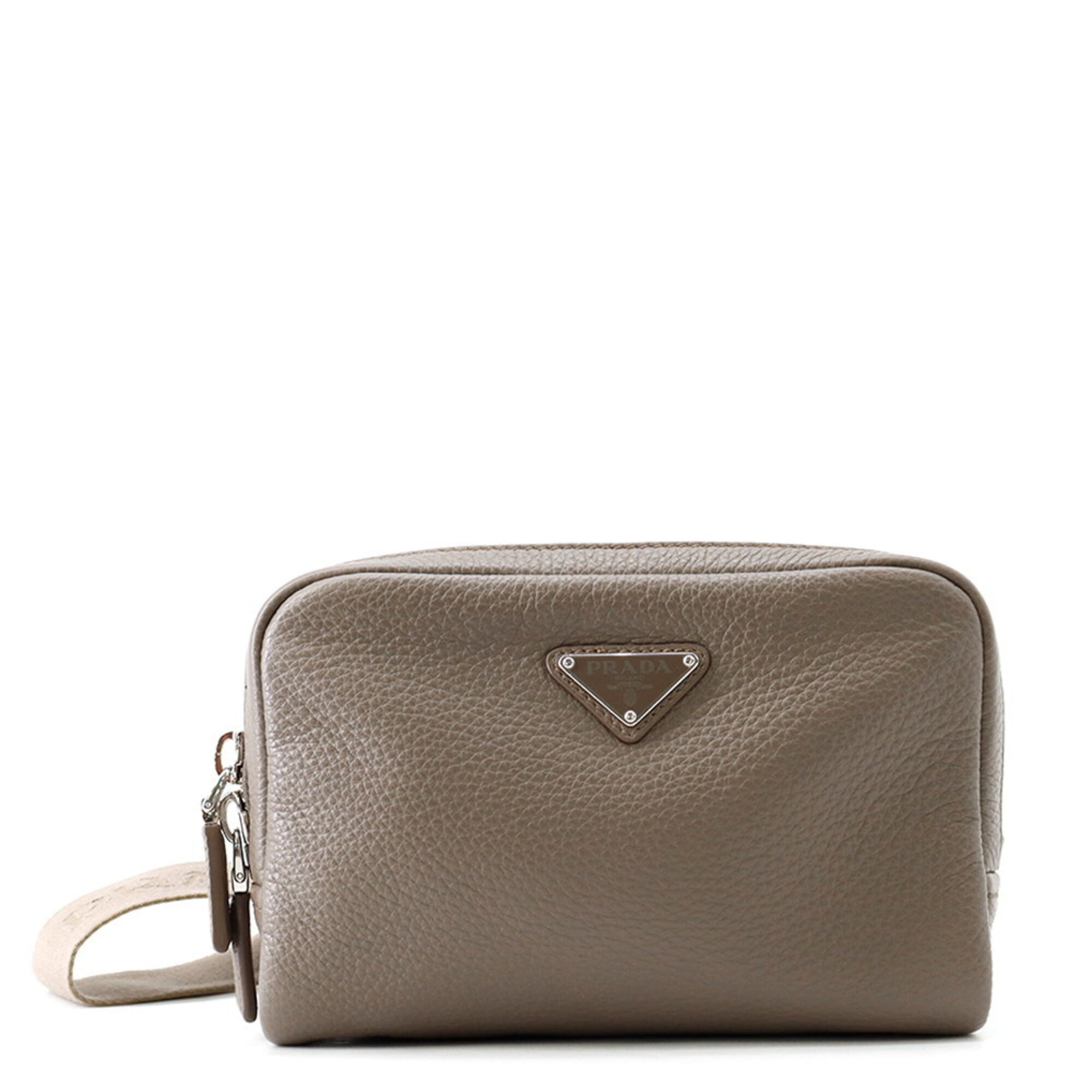 Prada Grayish Leather Shoulder Bag Sling Bag (Pre-Owned)