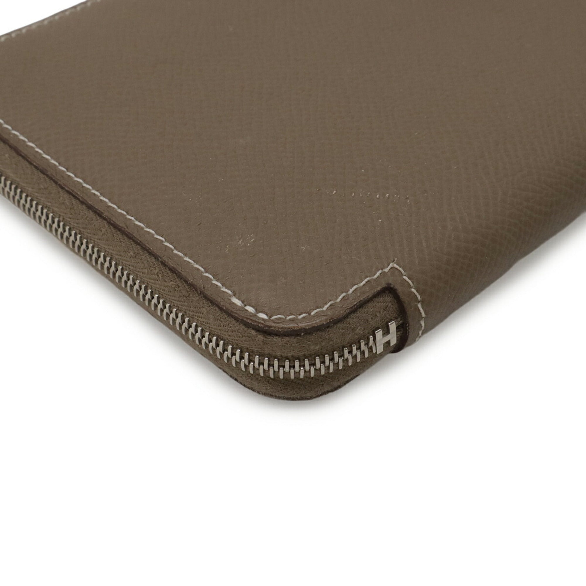 Hermes Etoupe Gray Epsom Leather Silk Long Wallet (Bi-Fold) (Pre-Owned)