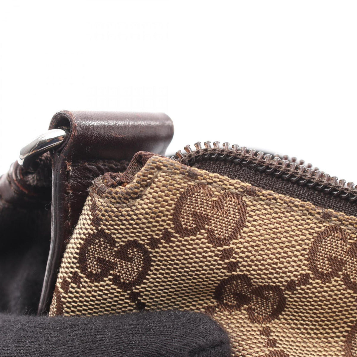 Gucci Beige Brown Canvas Leather Handbag Shoulder Bag (Pre-Owned)