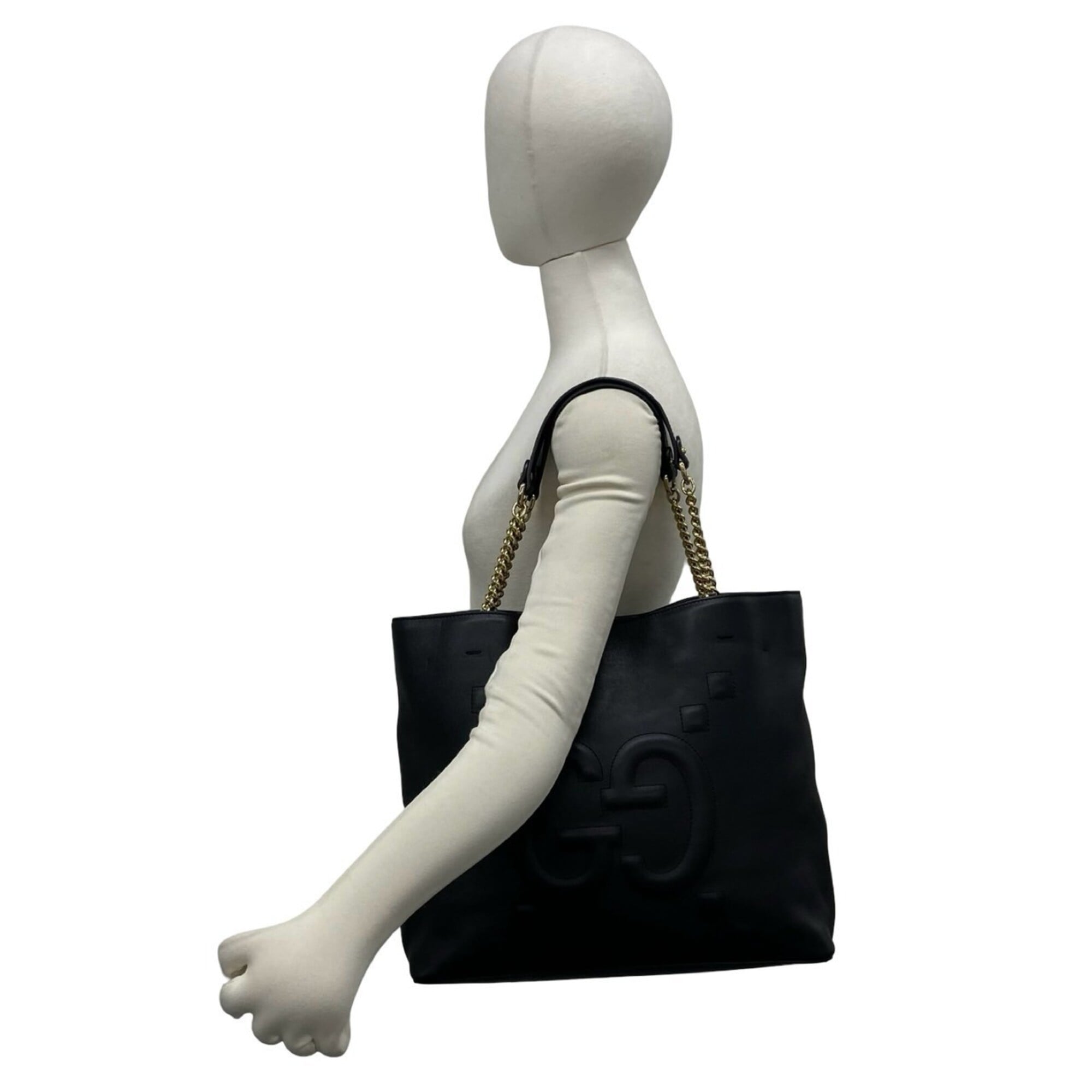 Gucci Black Leather Shoulder Bag Tote Bag (Pre-Owned)