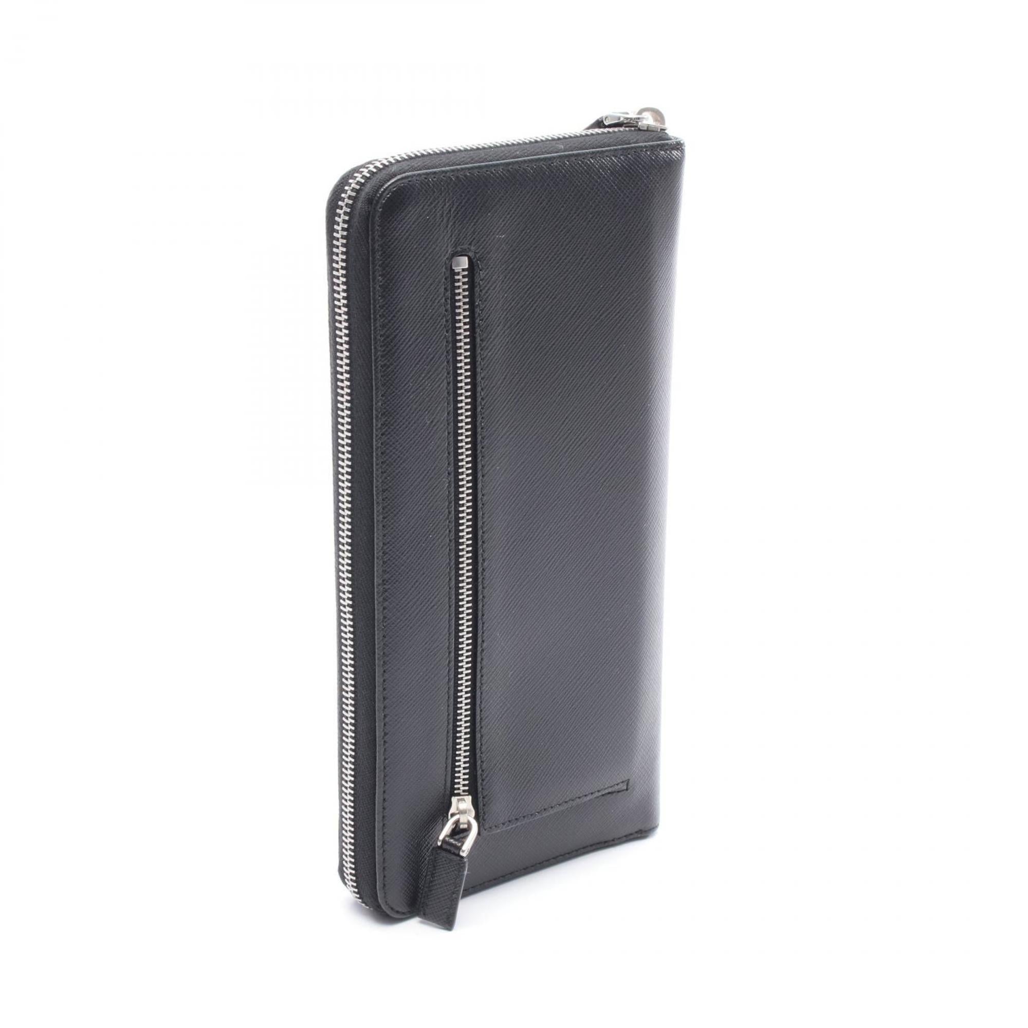Prada Black Leather Long Wallet (Bi-Fold) (Pre-Owned)