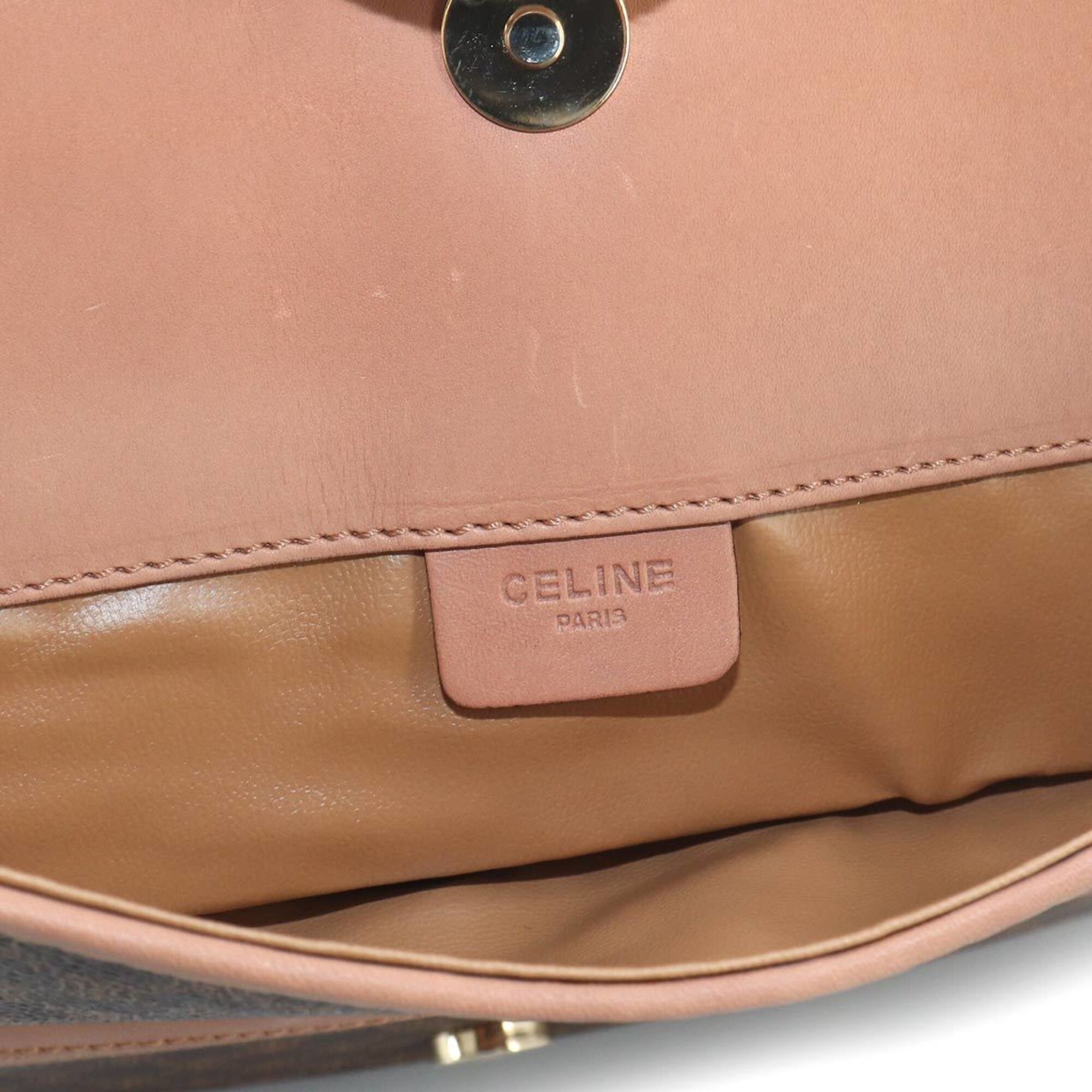 Celine Brown Pvc Leather Clutch Bag Handbag (Pre-Owned)